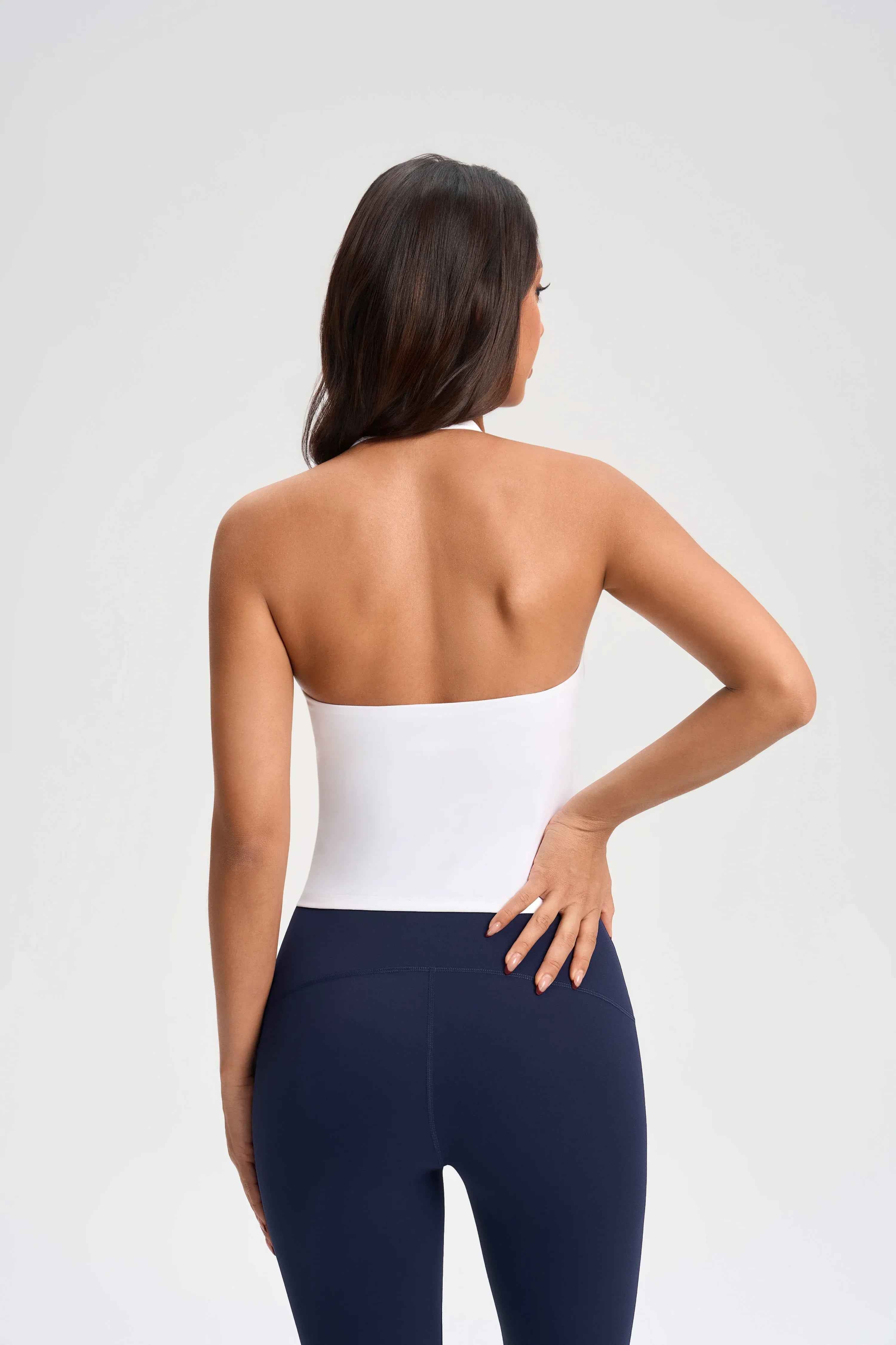 Wrap Neck Built-in Bra Fitness Top