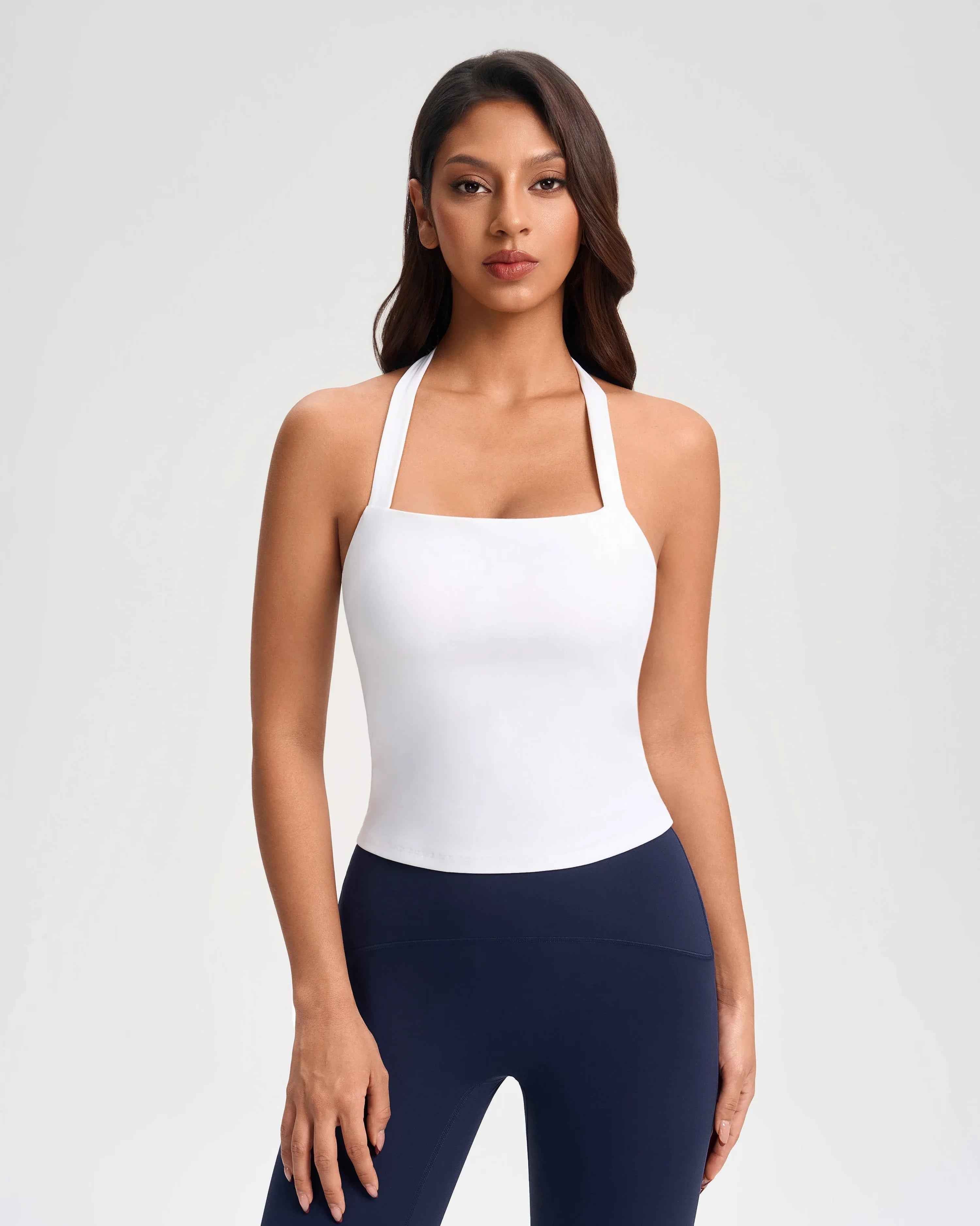 Wrap Neck Built-in Bra Fitness Top