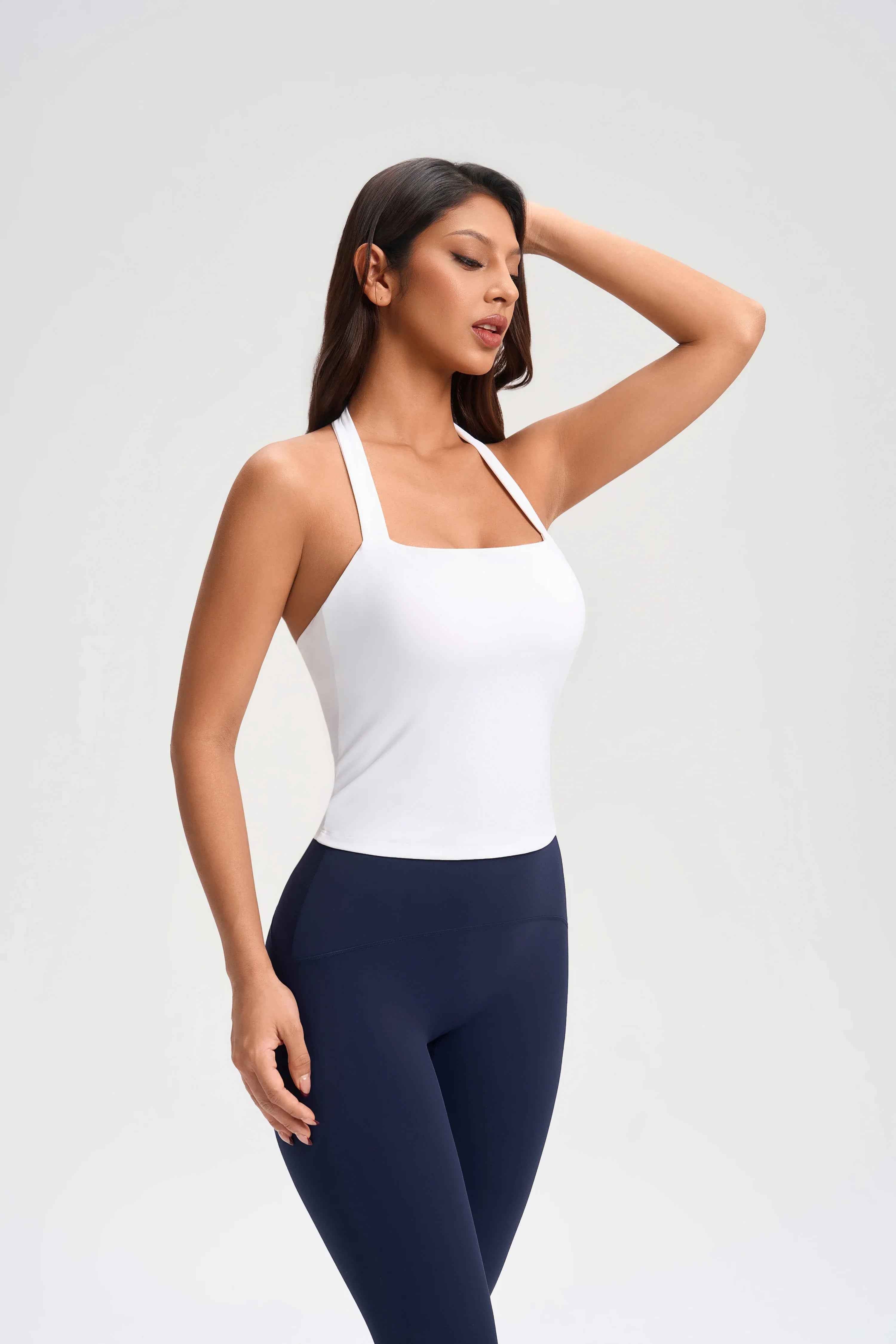 Wrap Neck Built-in Bra Fitness Top