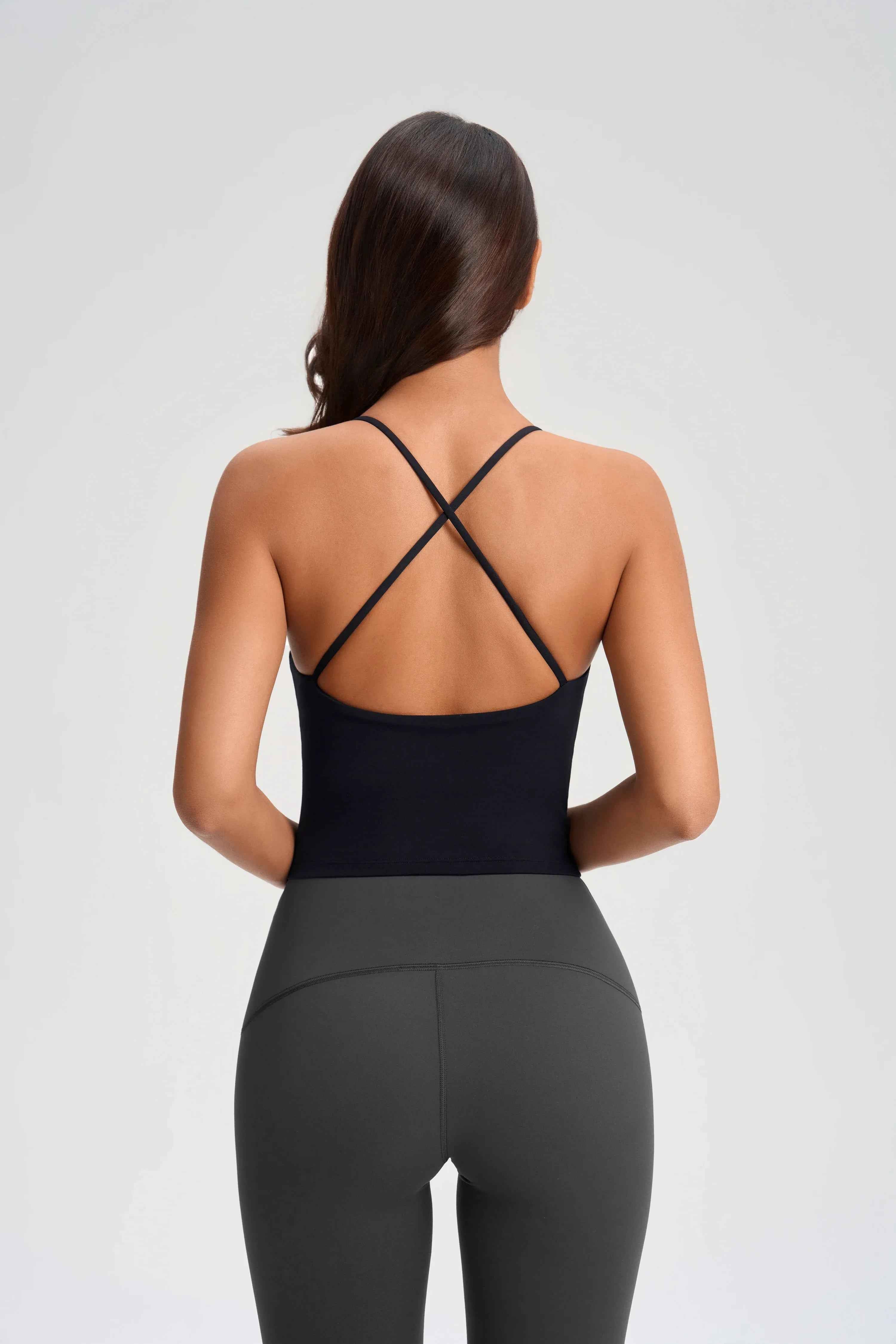 Cross-Back Built-in Bra Sports Tank