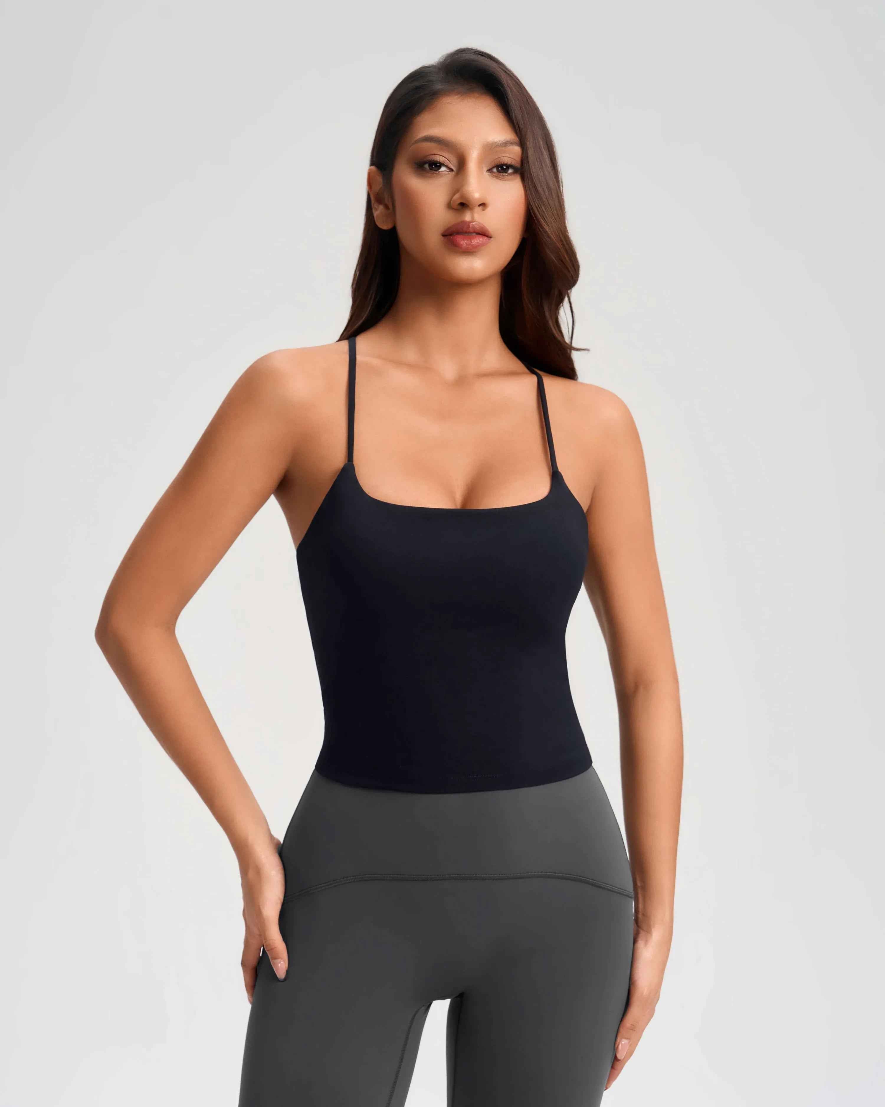 Cross-Back Built-in Bra Sports Tank