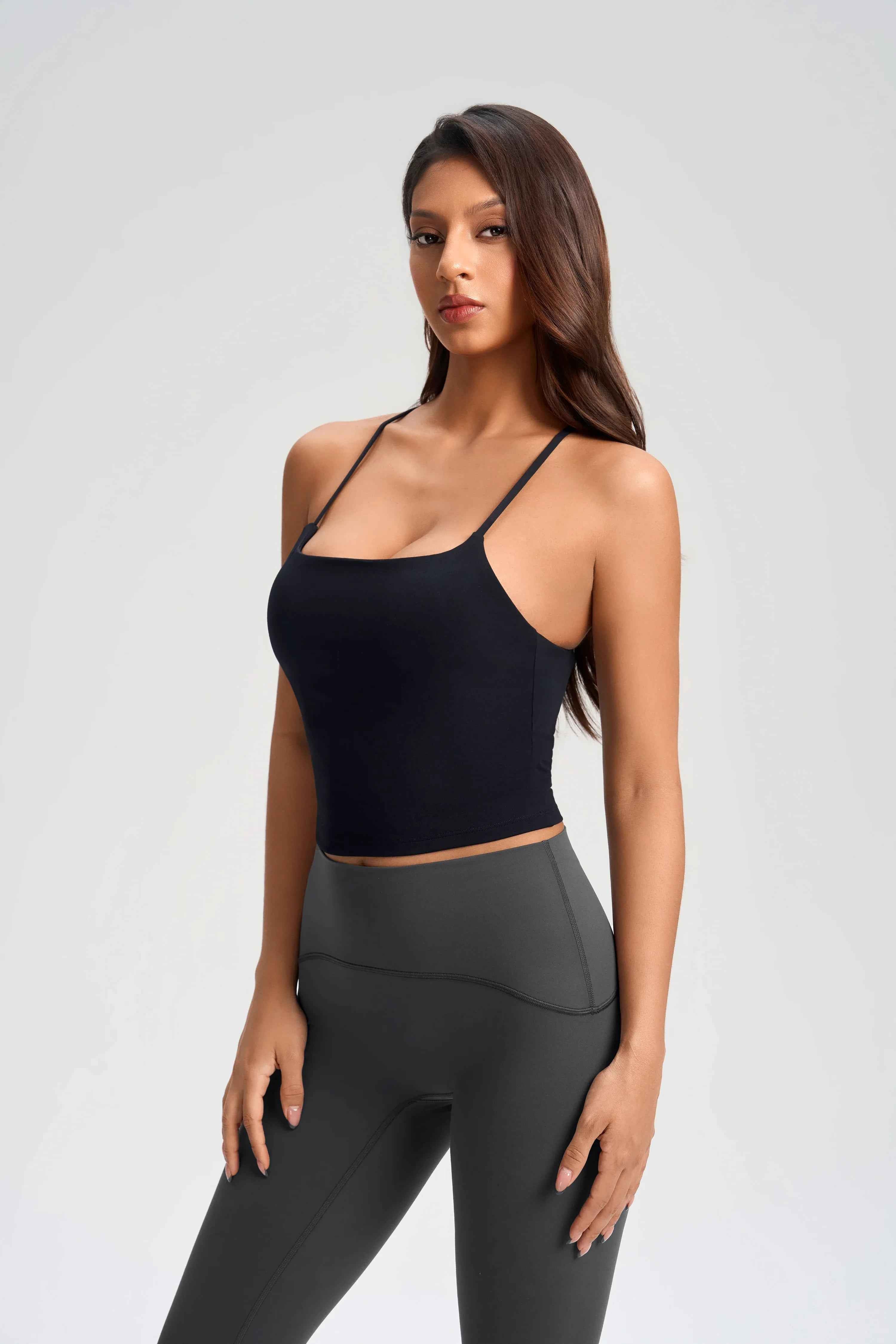Cross-Back Built-in Bra Sports Tank