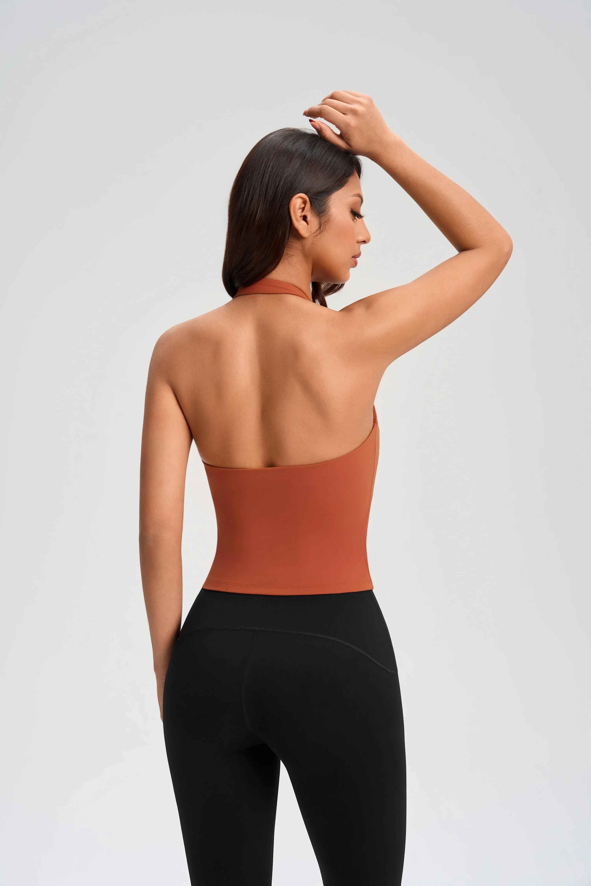 Wrap Neck Built-in Bra Fitness Top