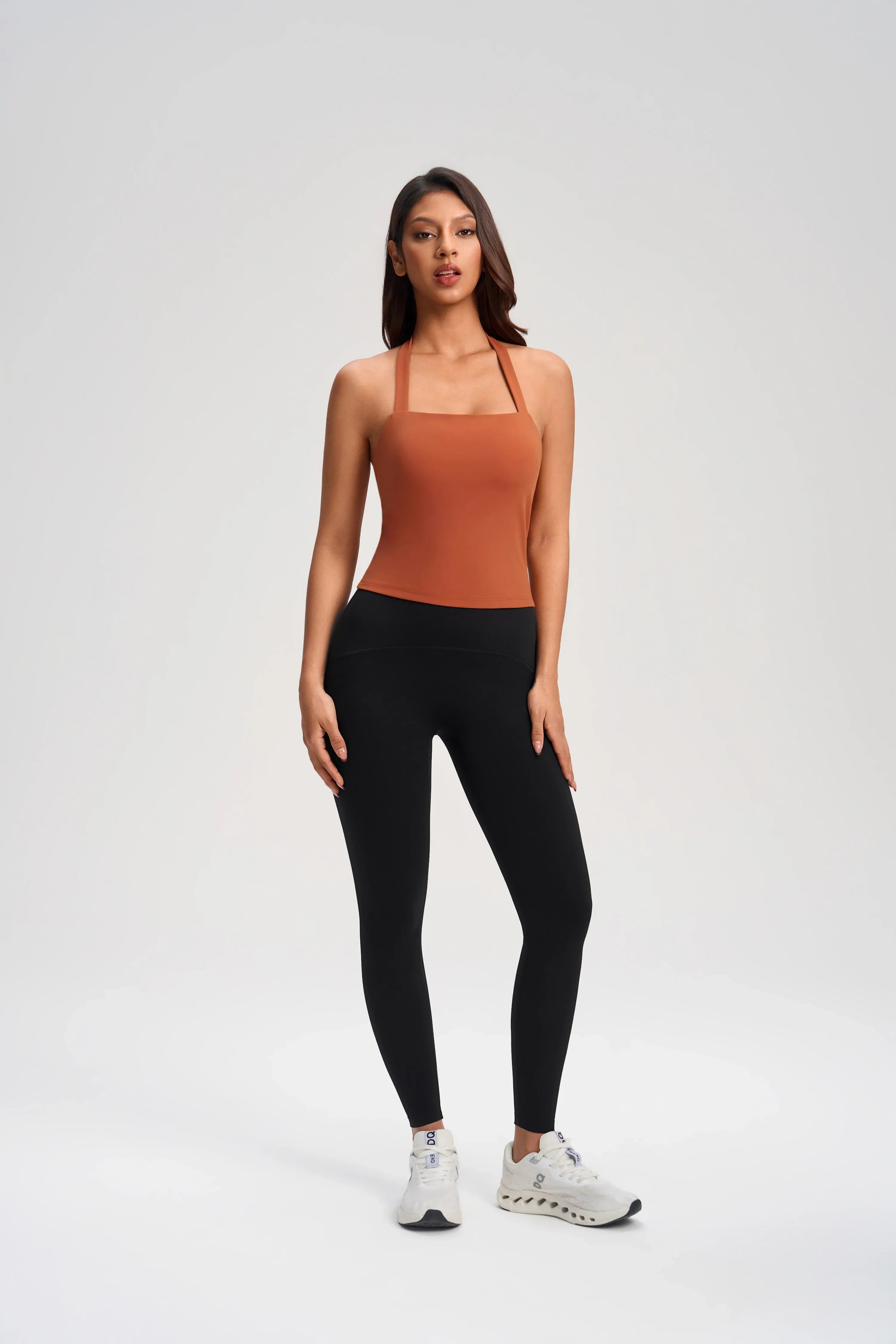Wrap Neck Built-in Bra Fitness Top