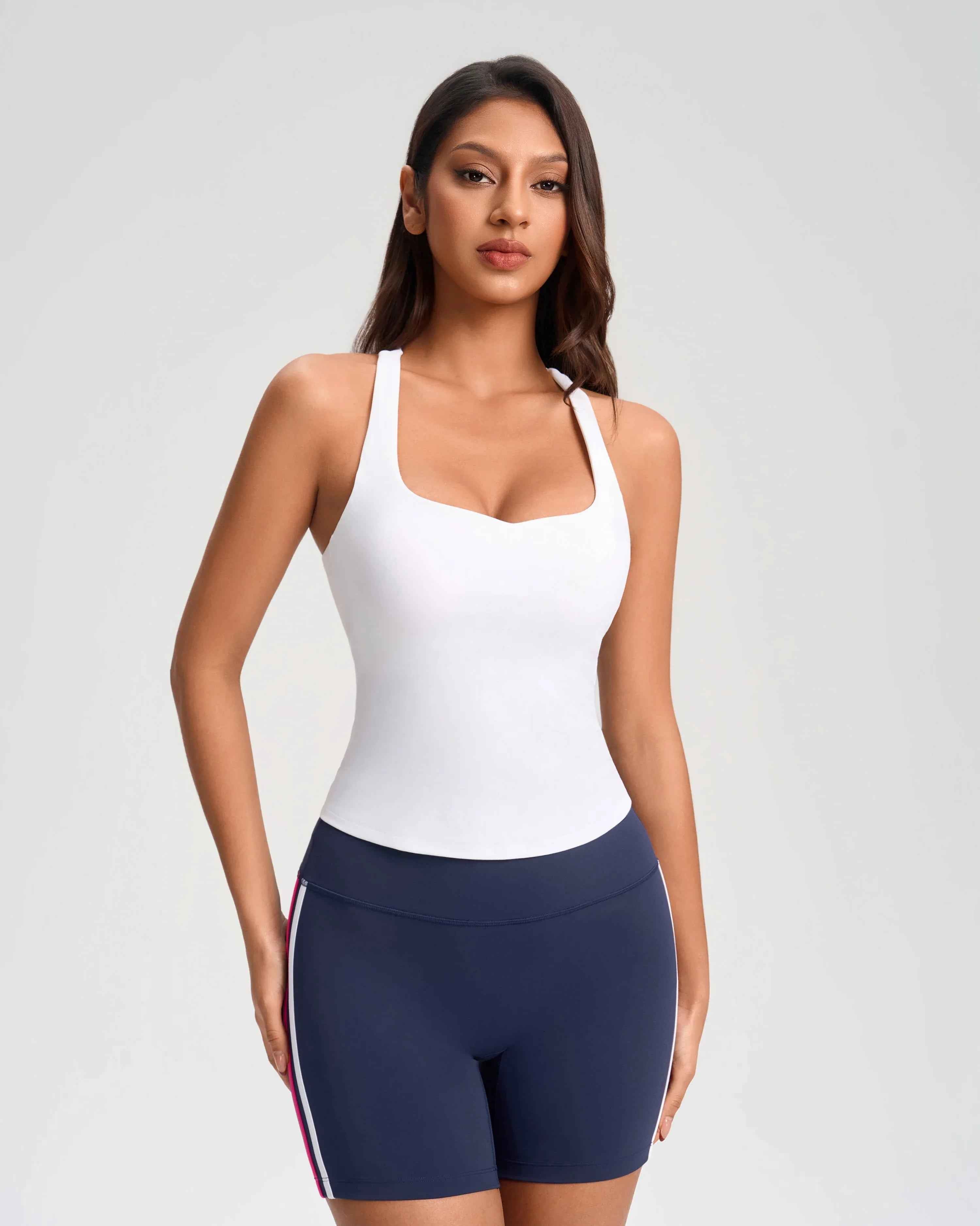 Cross-Back Built-in Bra Fitness Top