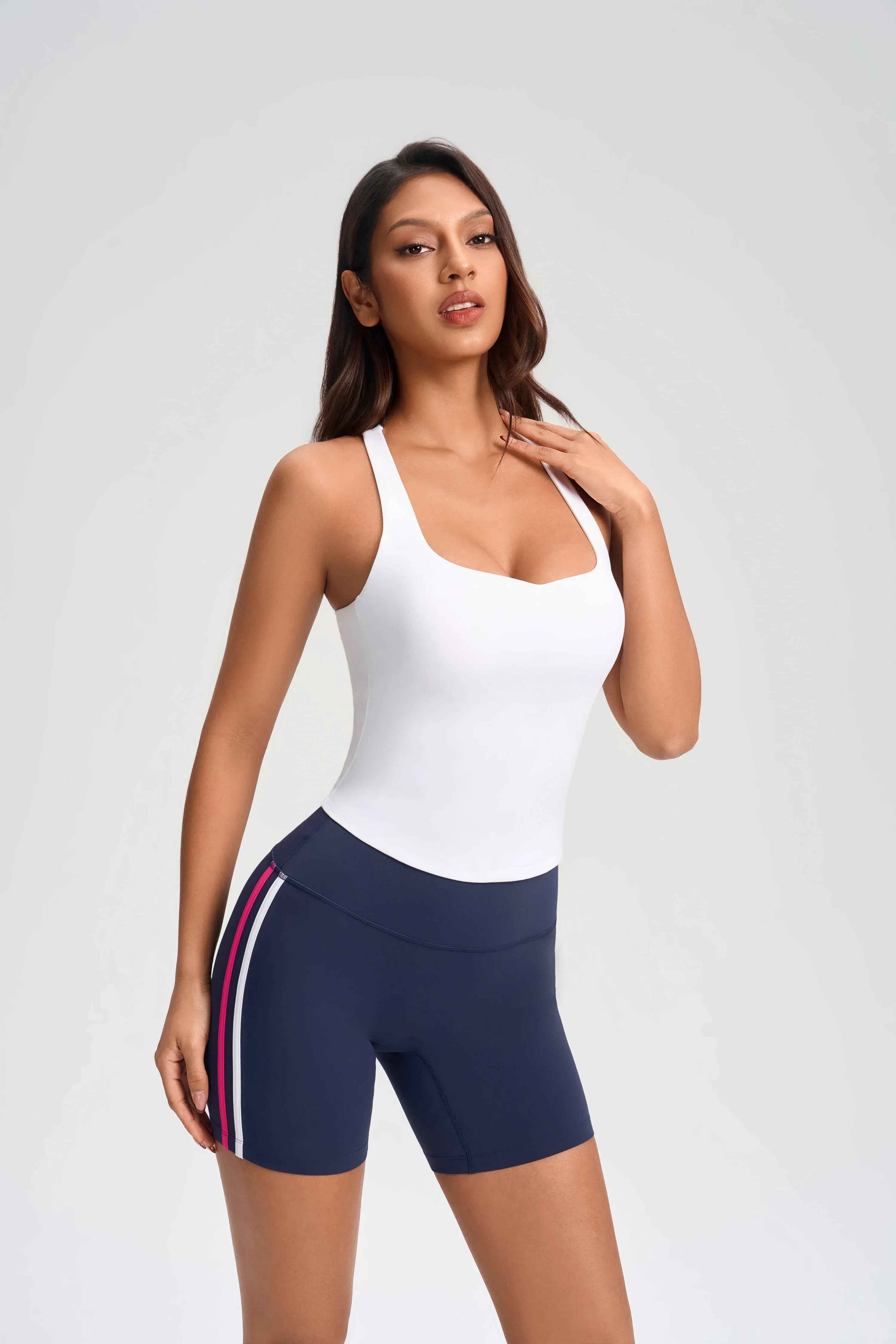 Cross-Back Built-in Bra Fitness Top