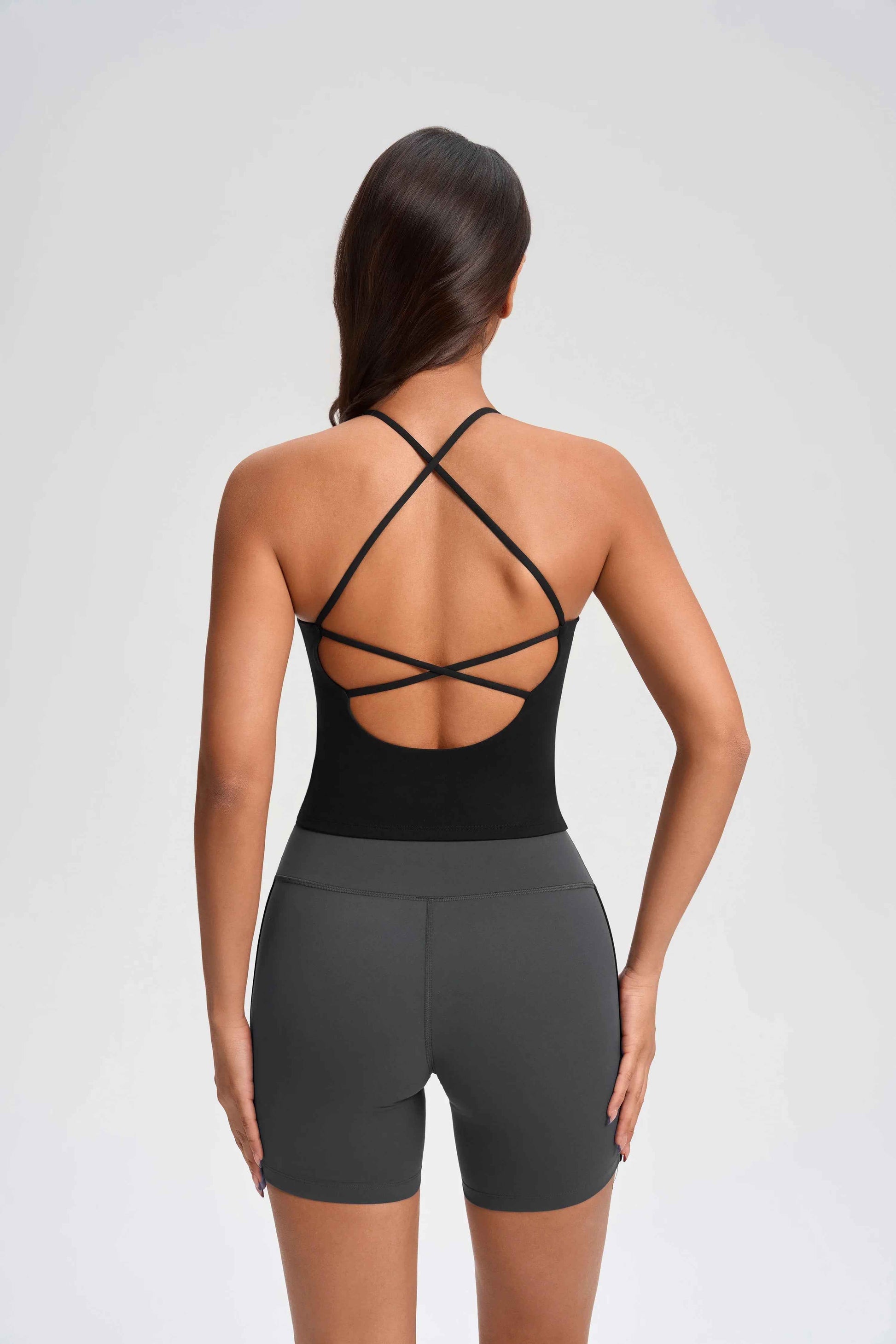 Cross-Back Built-in Bra Yoga Top