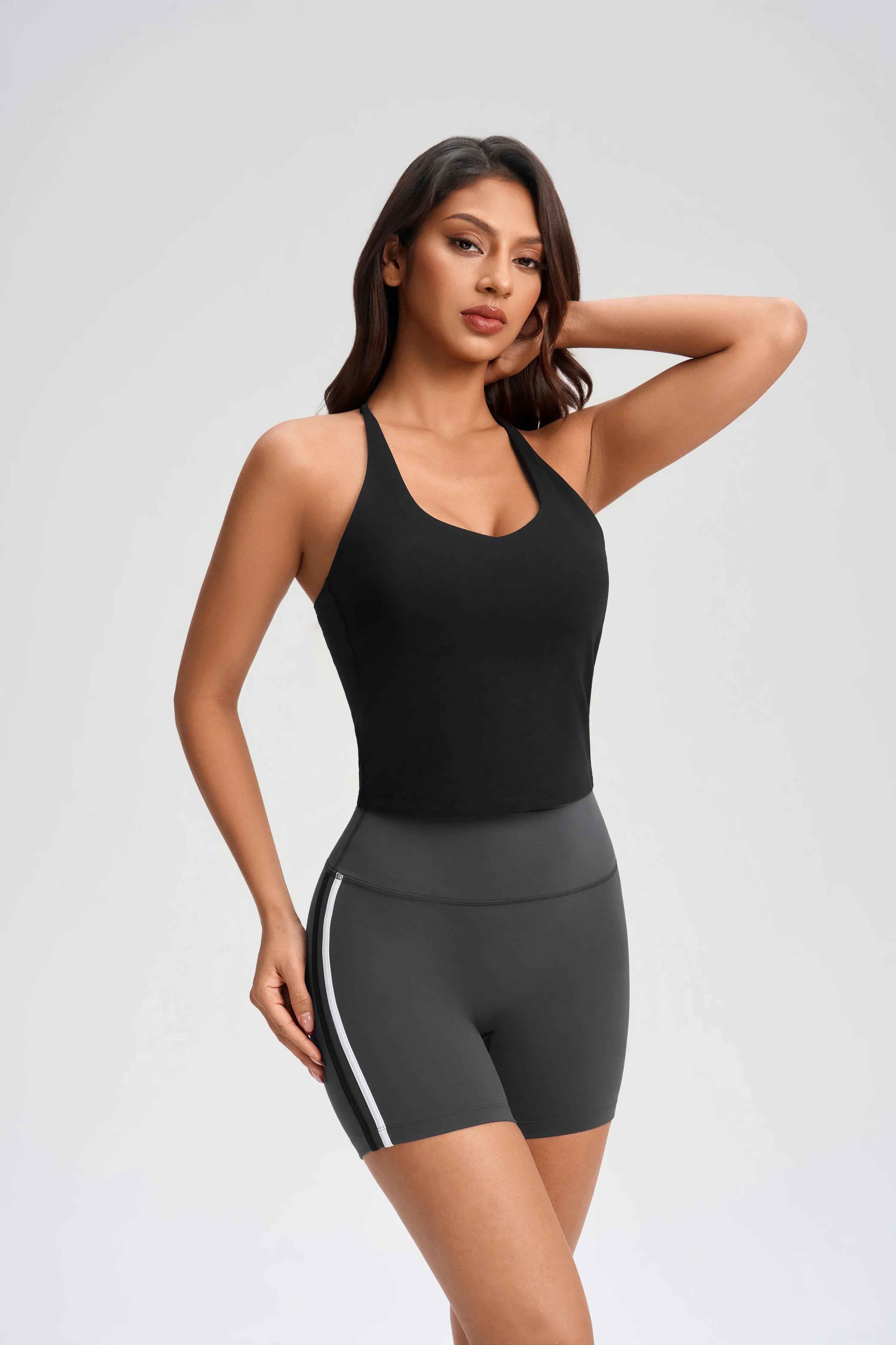 Cross-Back Built-in Bra Yoga Top