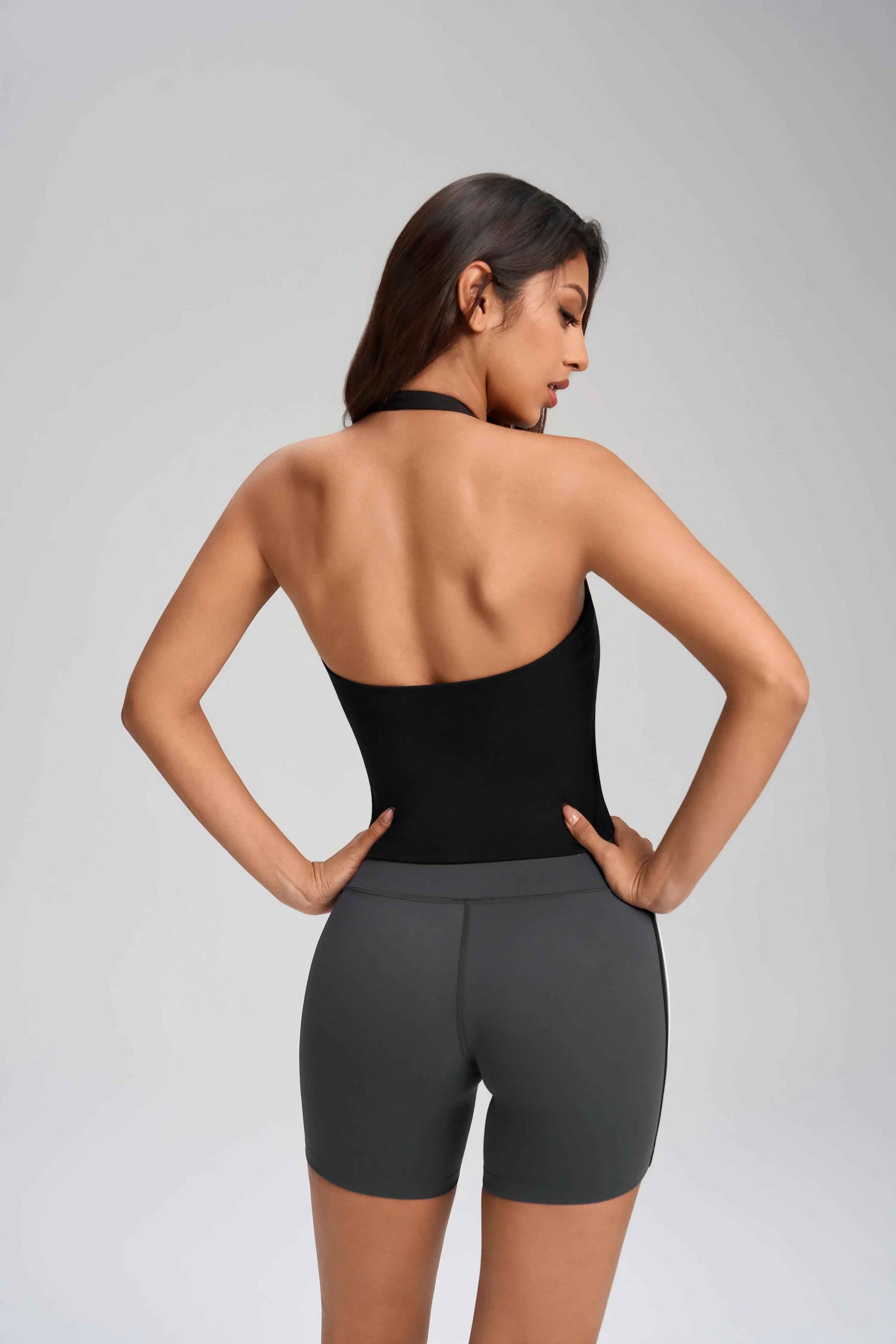 Wrap Neck Built-in Bra Fitness Top