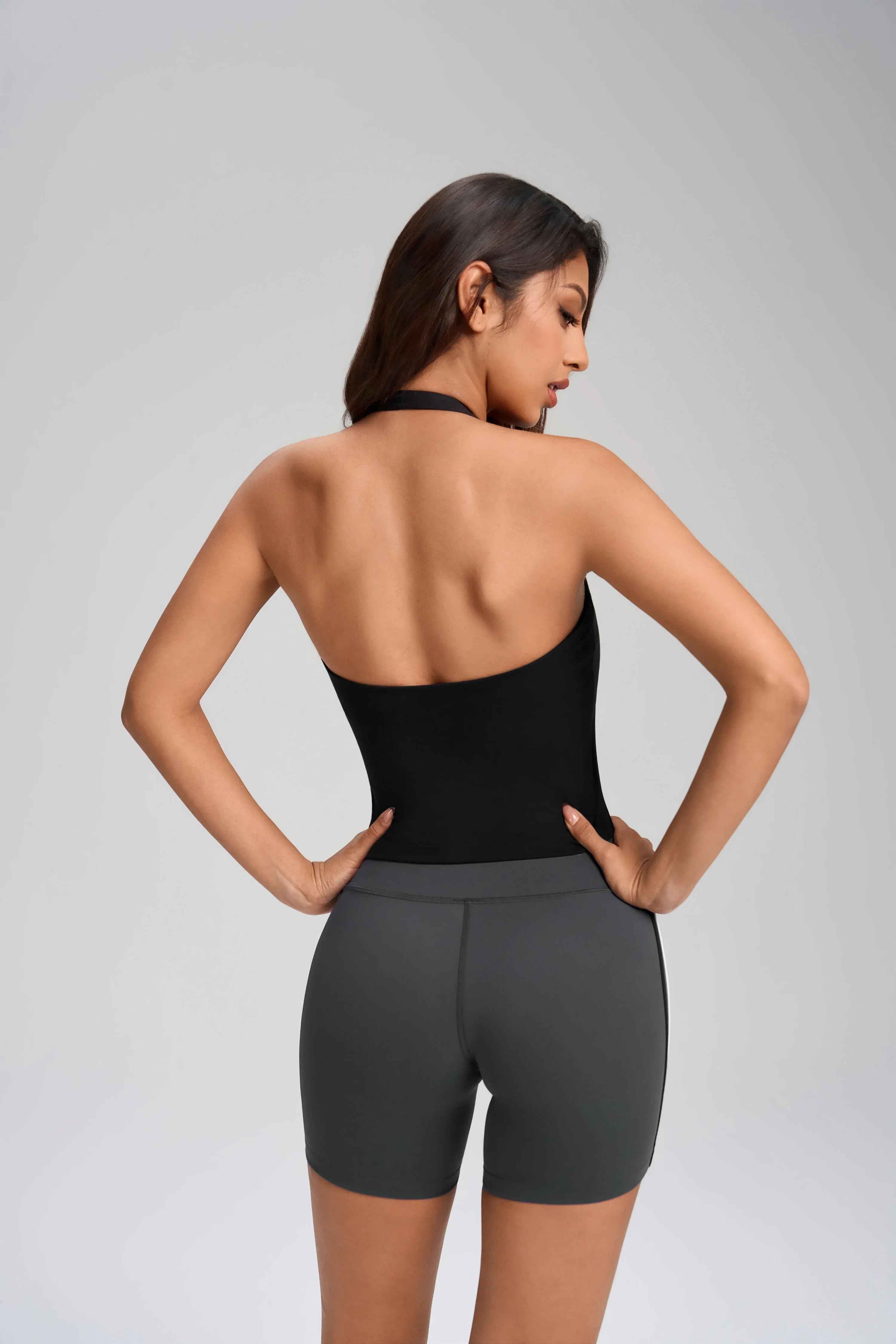Wrap Neck Built-in Bra Fitness Top