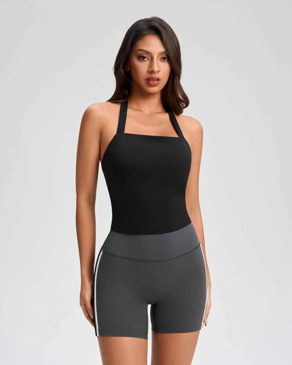 Wrap Neck Built-in Bra Fitness Top