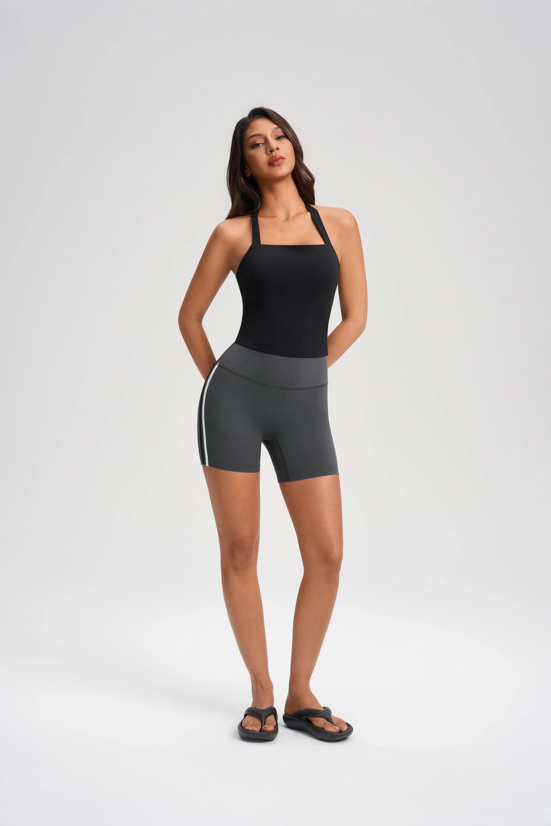 Wrap Neck Built-in Bra Fitness Top