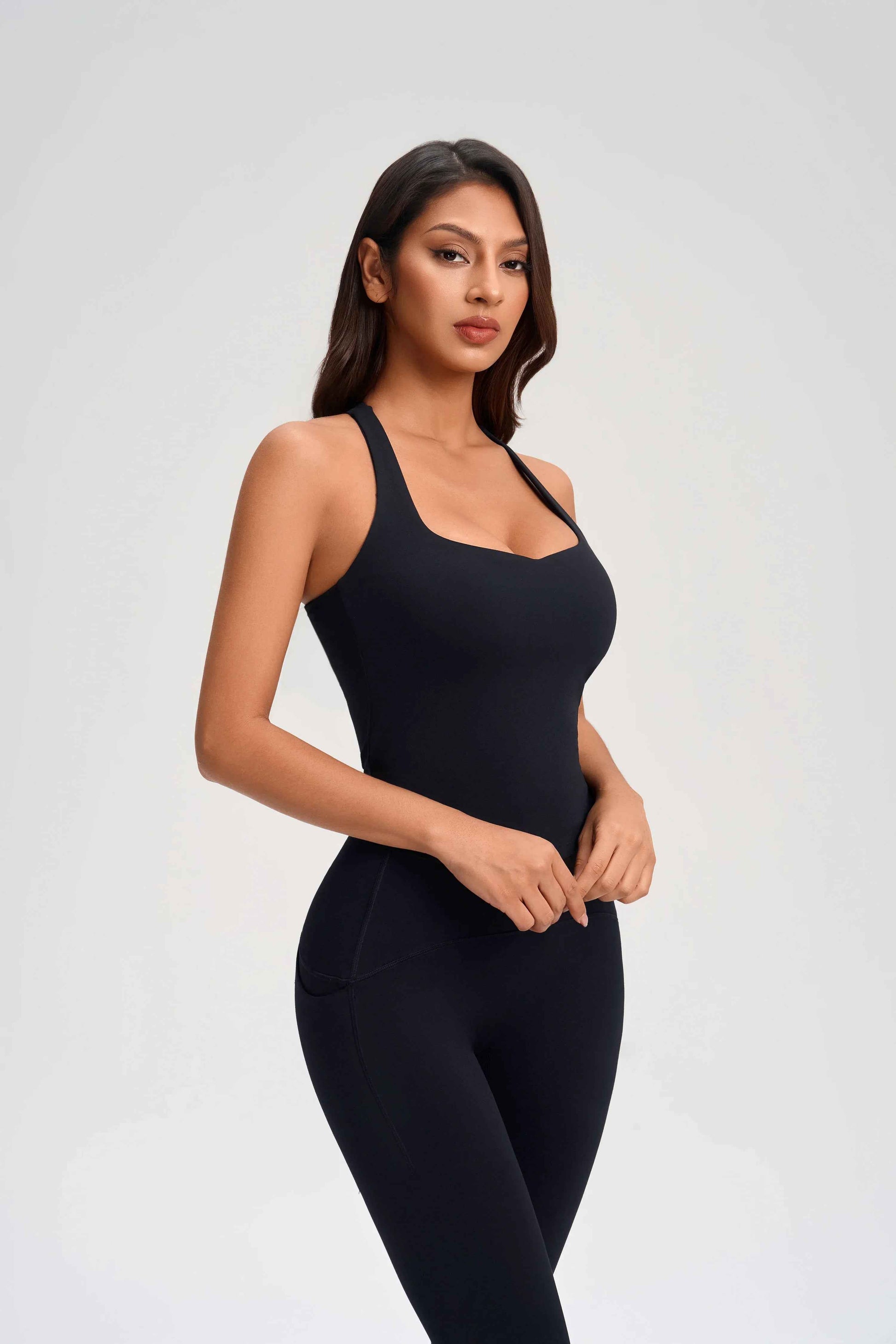 Cross-Back Built-in Bra Fitness Top