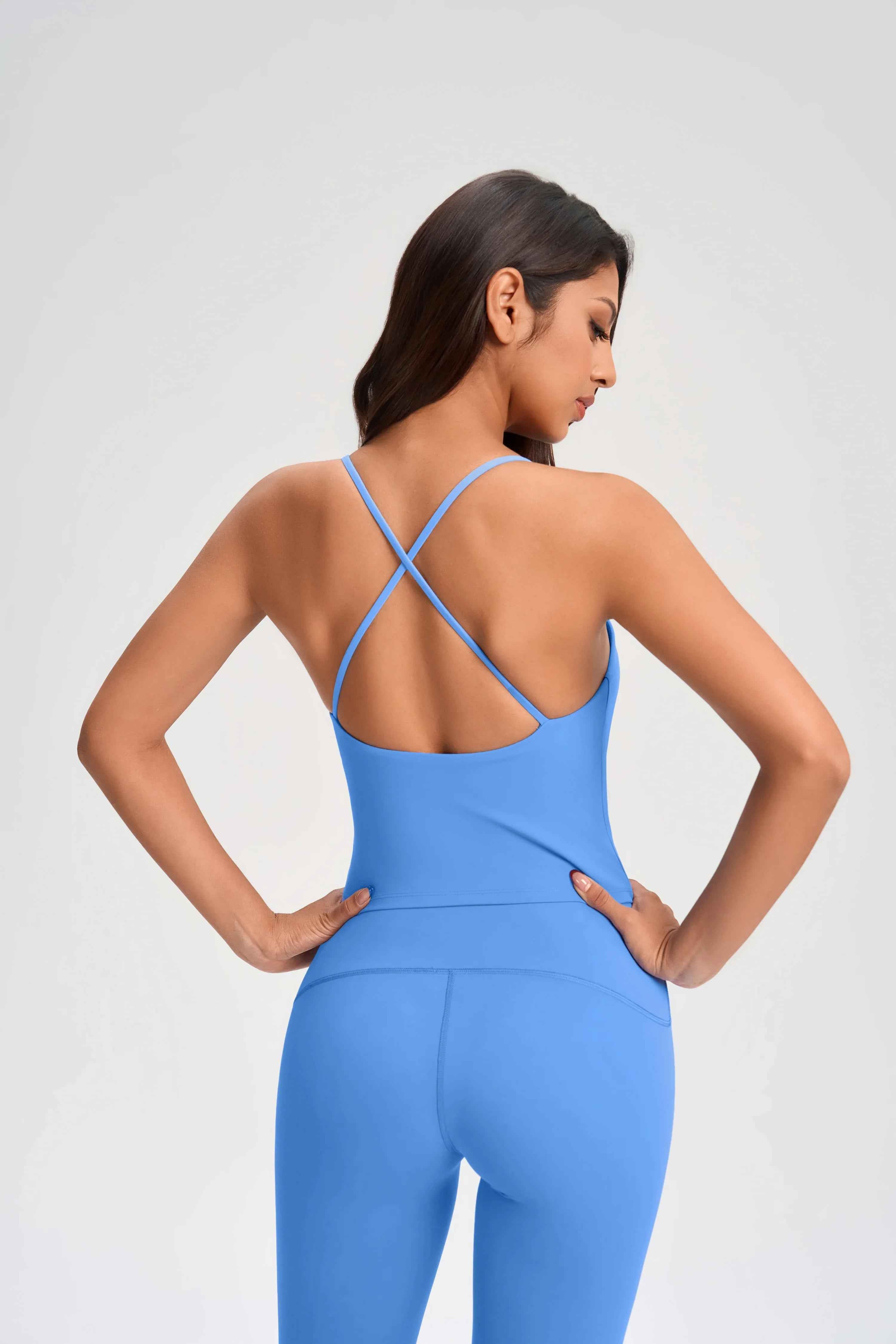 Cross-Back Built-in Bra Sports Tank