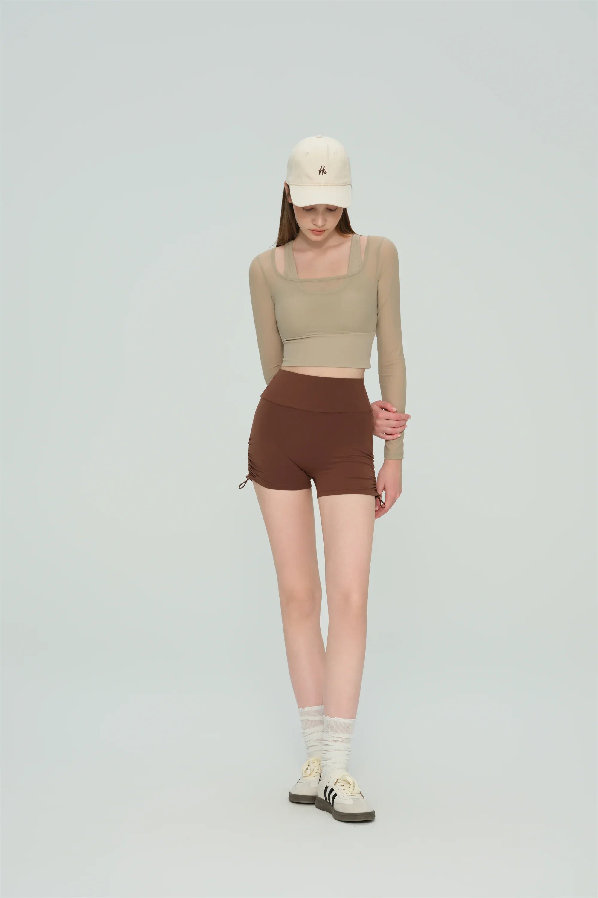 Mesh Panel Long Sleeve Yoga Top