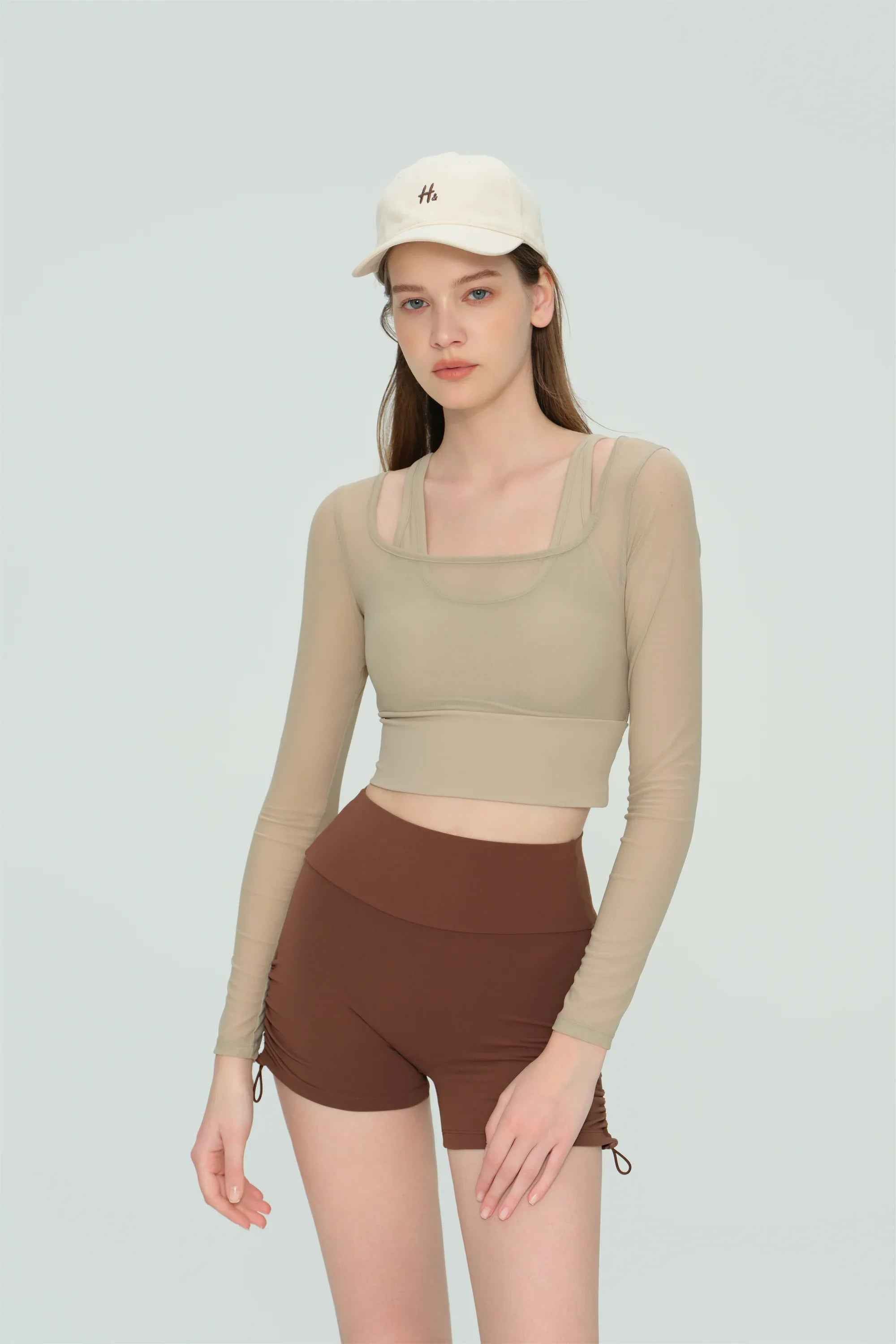 Mesh Panel Long Sleeve Yoga Top