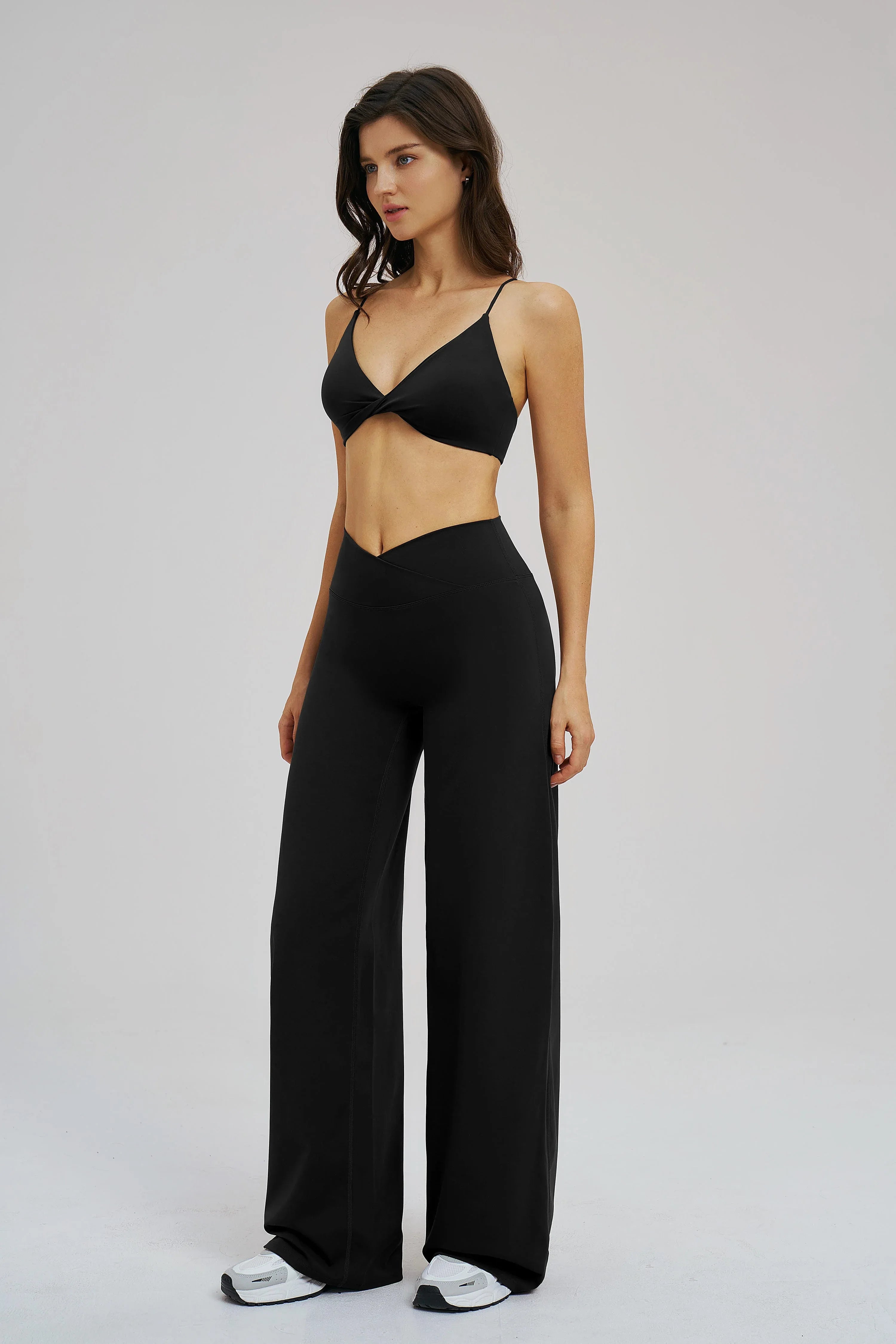Cross-Waist Wide-Leg Sweatpants