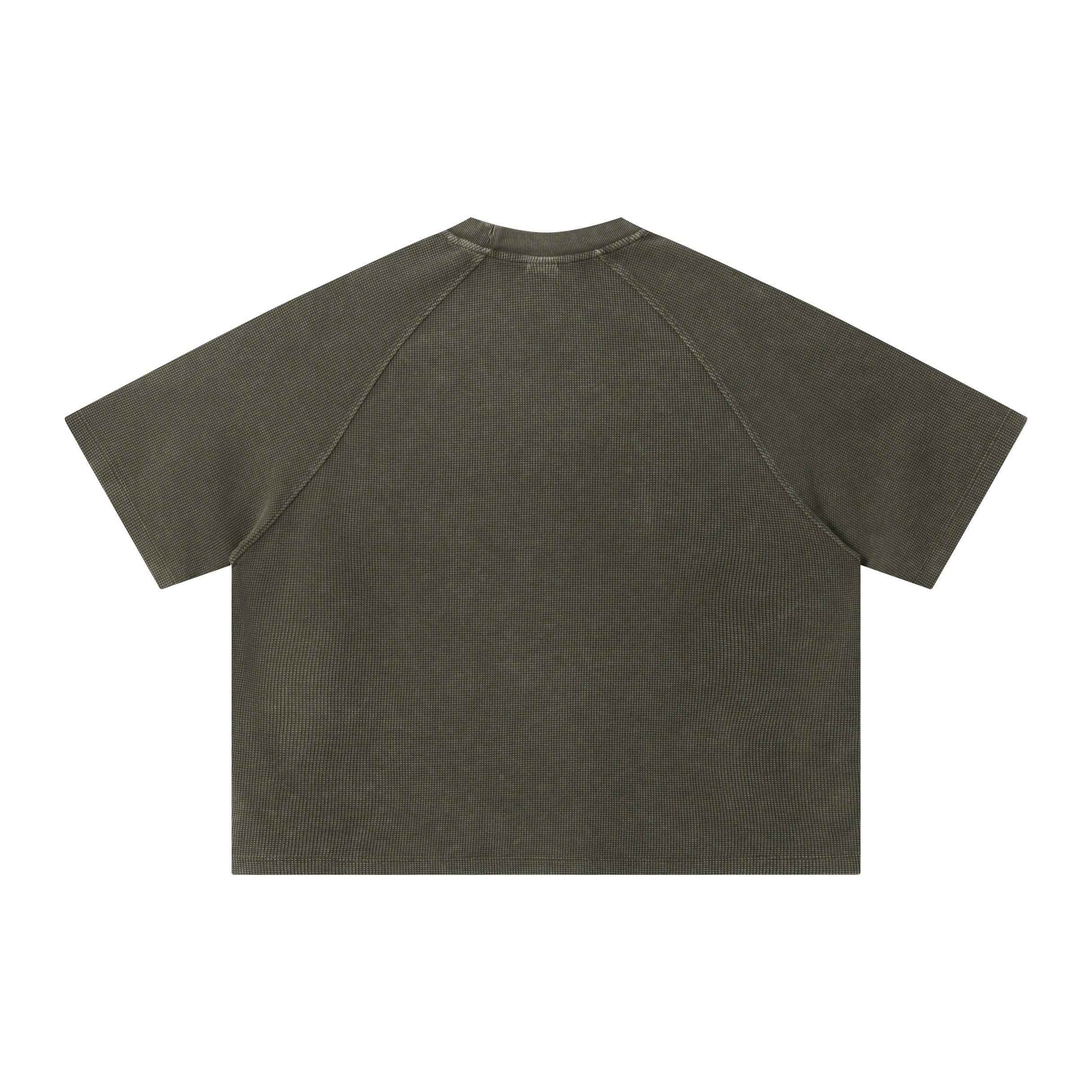 Boxy Washed Waffle Raglan T-Shirt