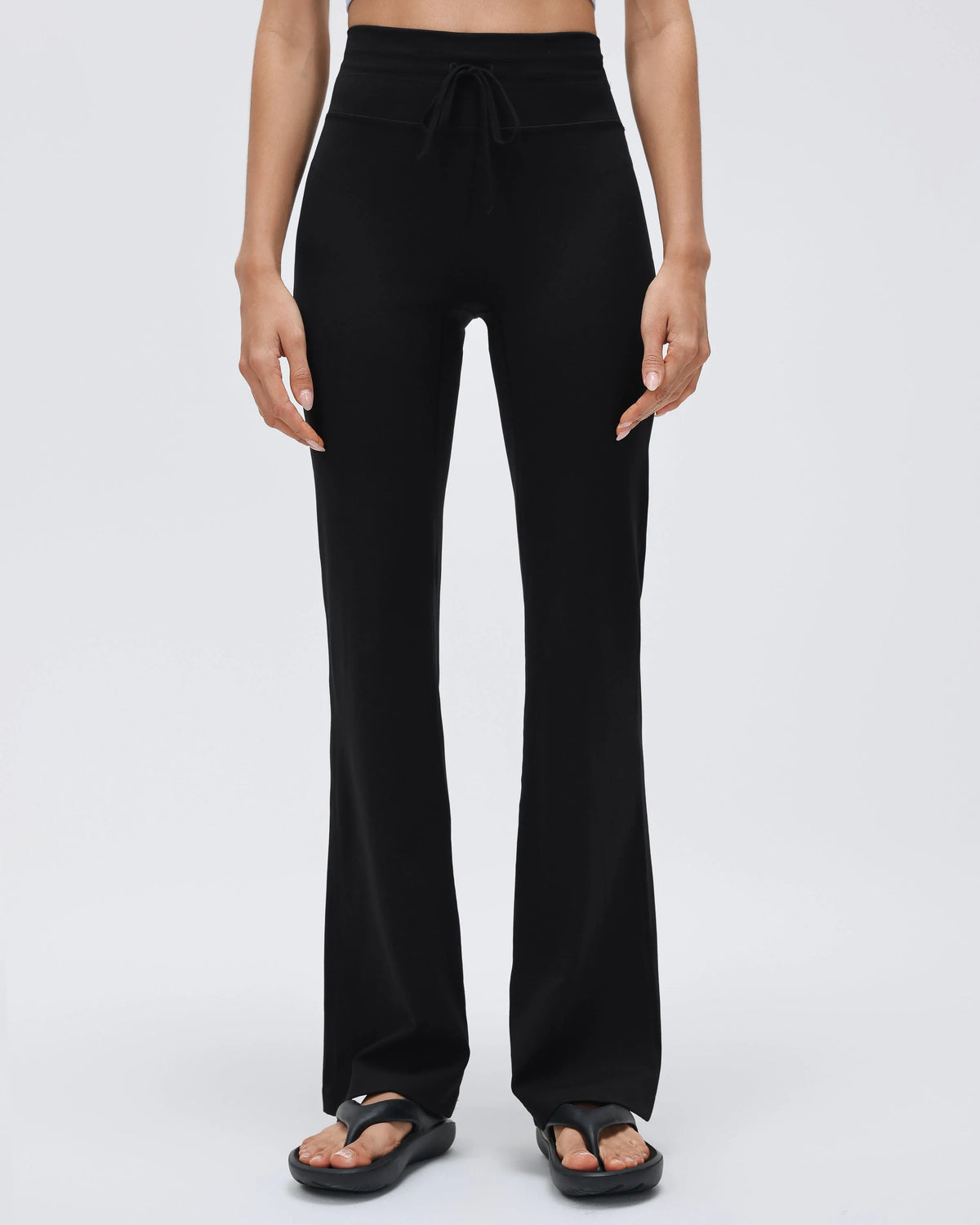 High-Waist Drawcord Flare-Leg Pilates Pants