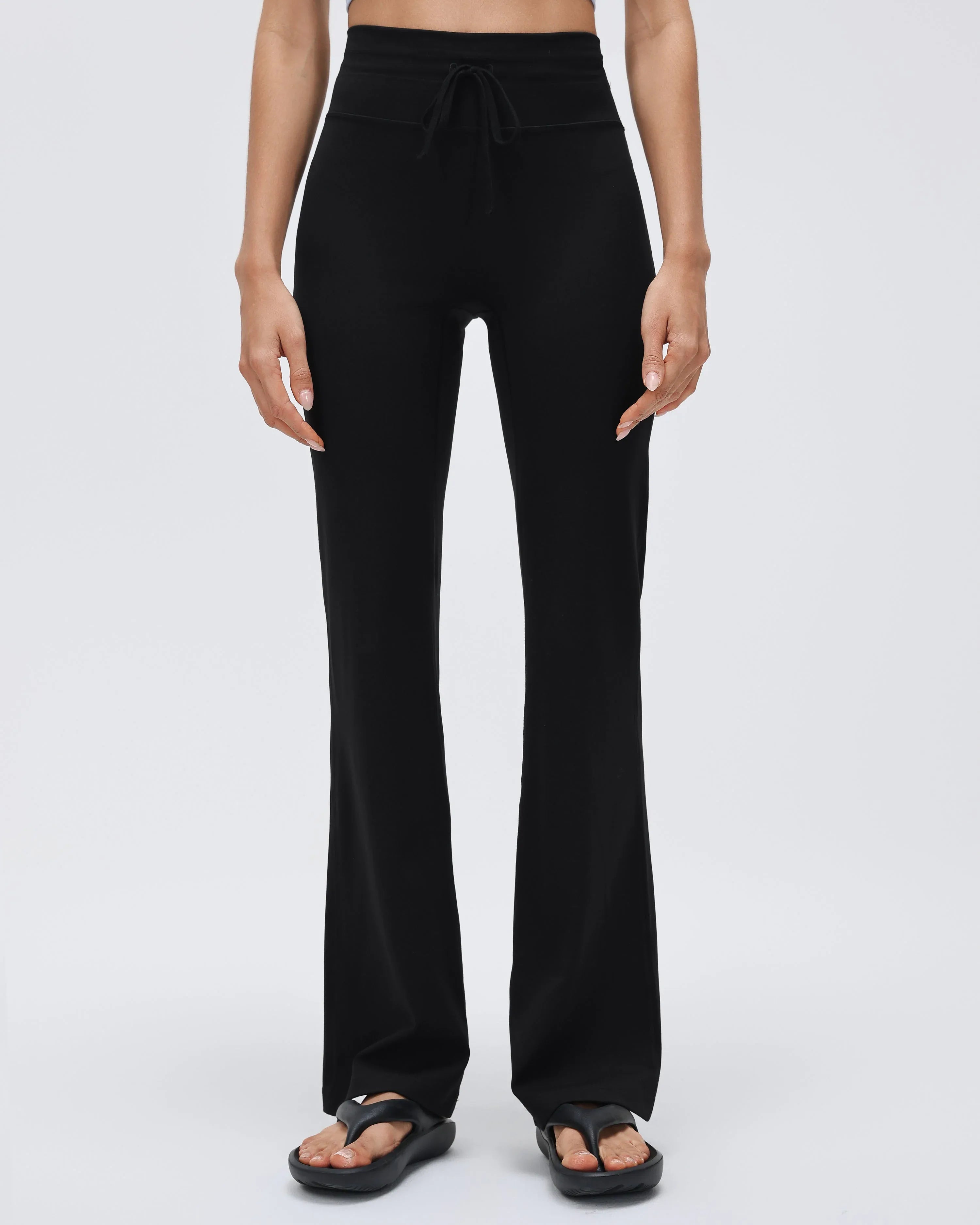 High-Waist Drawcord Flare-Leg Pilates Pants