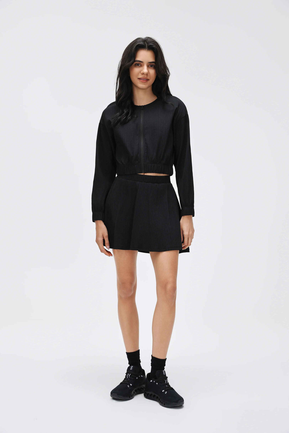 Cropped Full-Zip Workout Hoodie