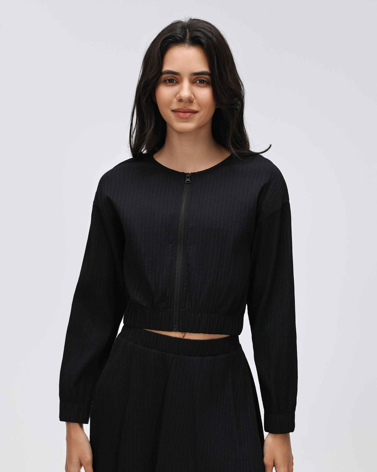 Cropped Full-Zip Workout Hoodie