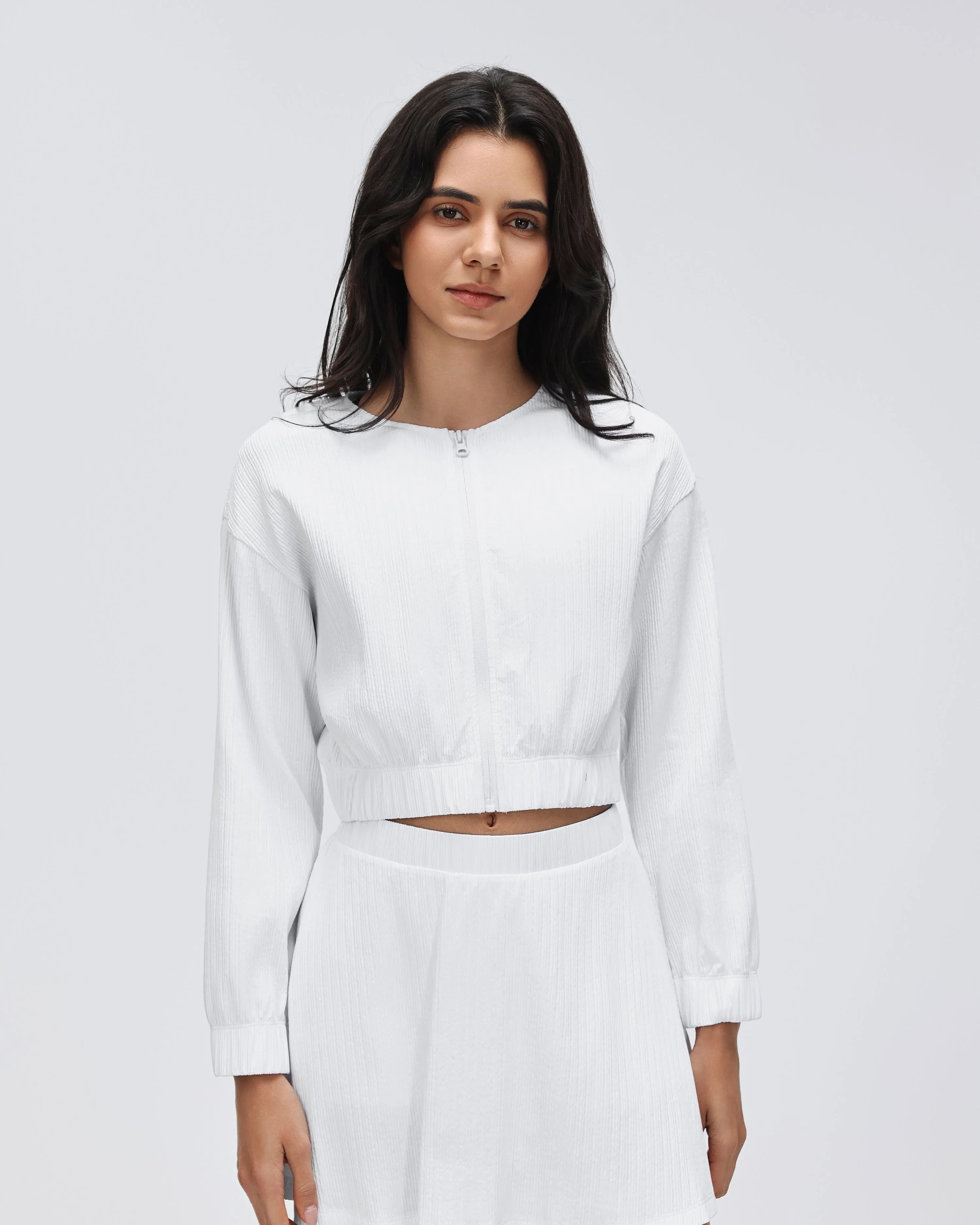 Cropped Full-Zip Workout Hoodie