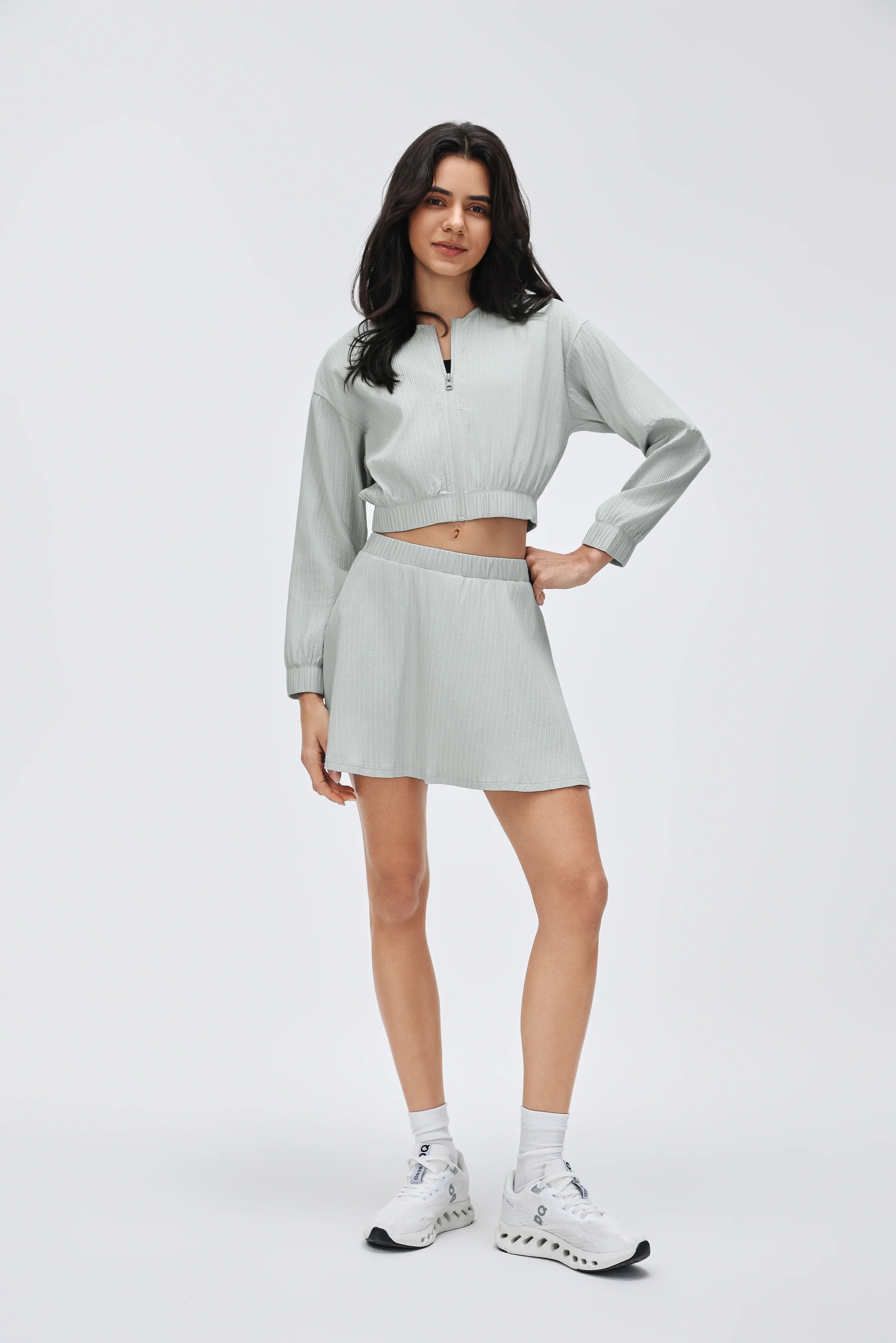 Cropped Full-Zip Workout Hoodie