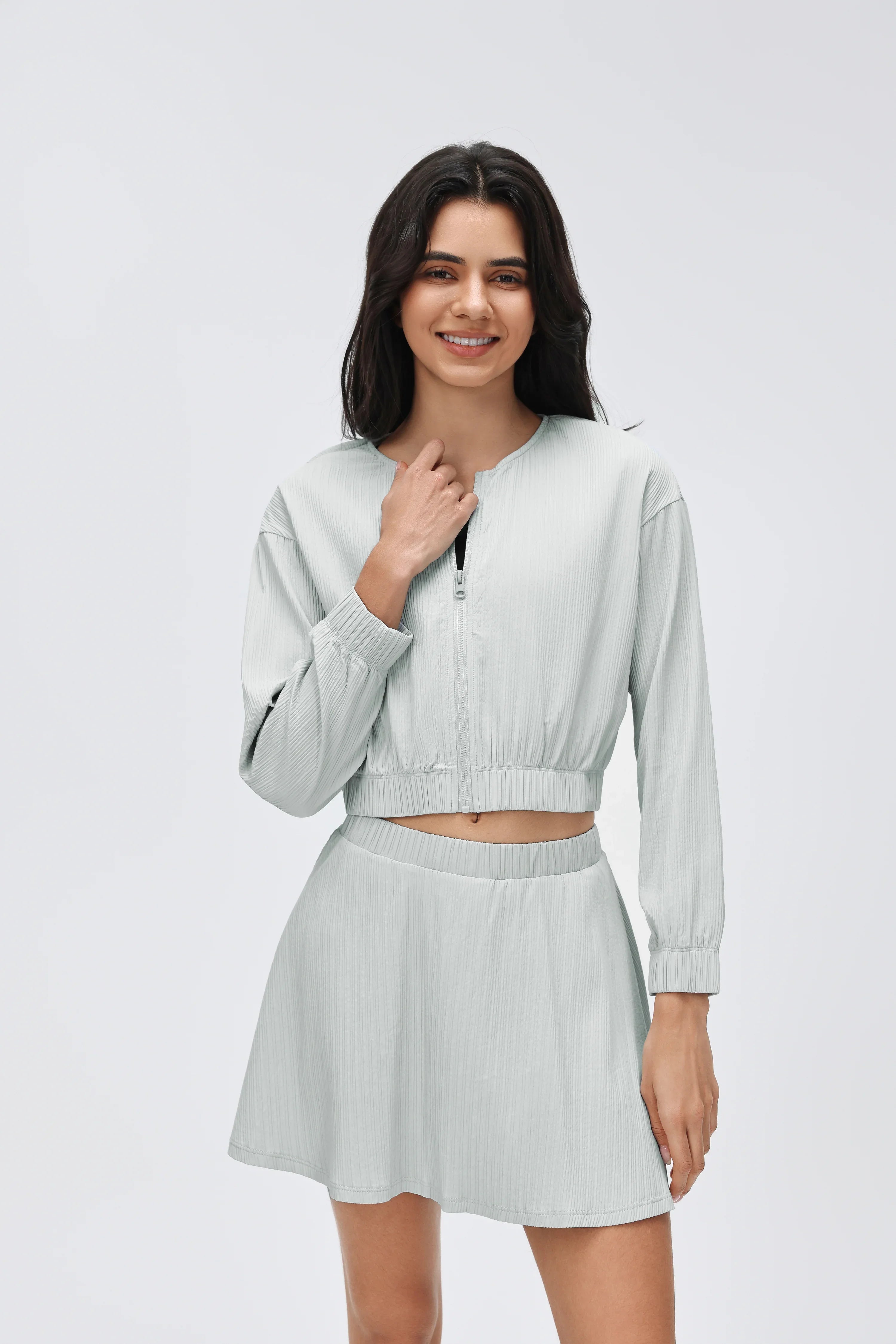 Cropped Full-Zip Workout Hoodie