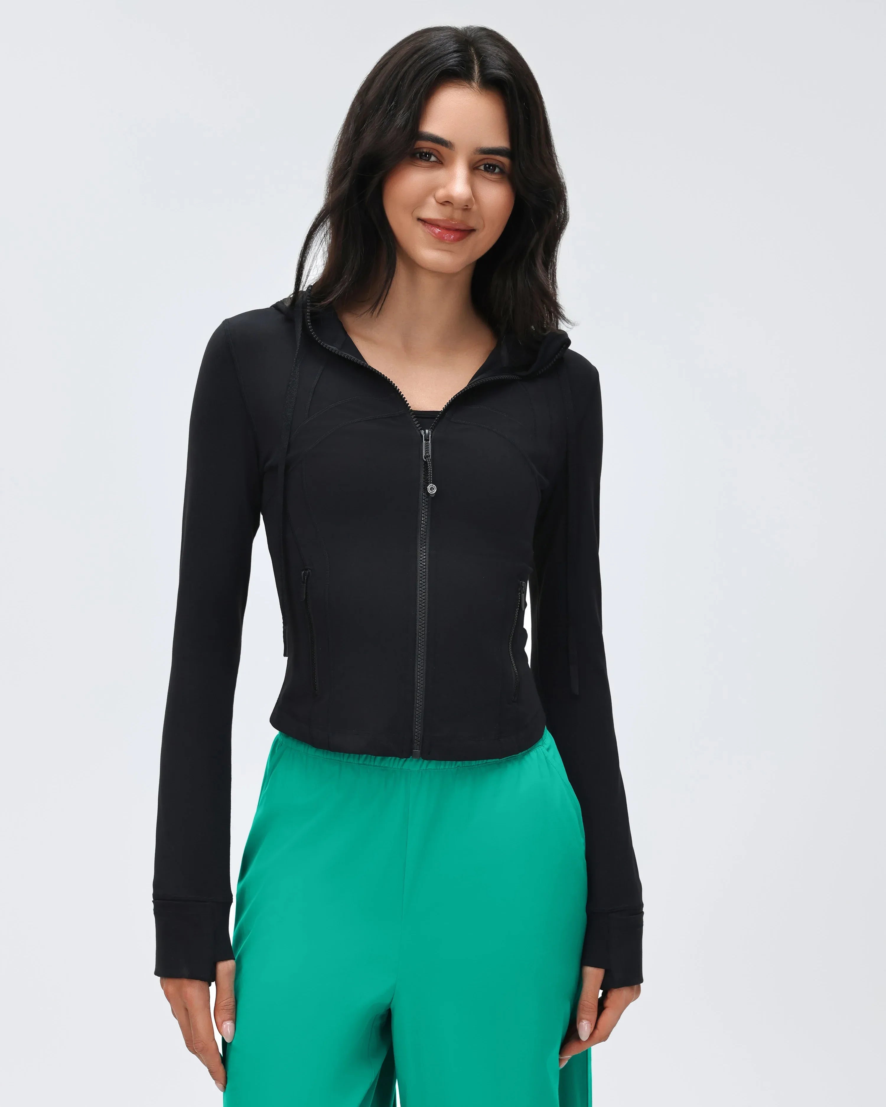 Windproof Hooded Crop Fitness Jacket