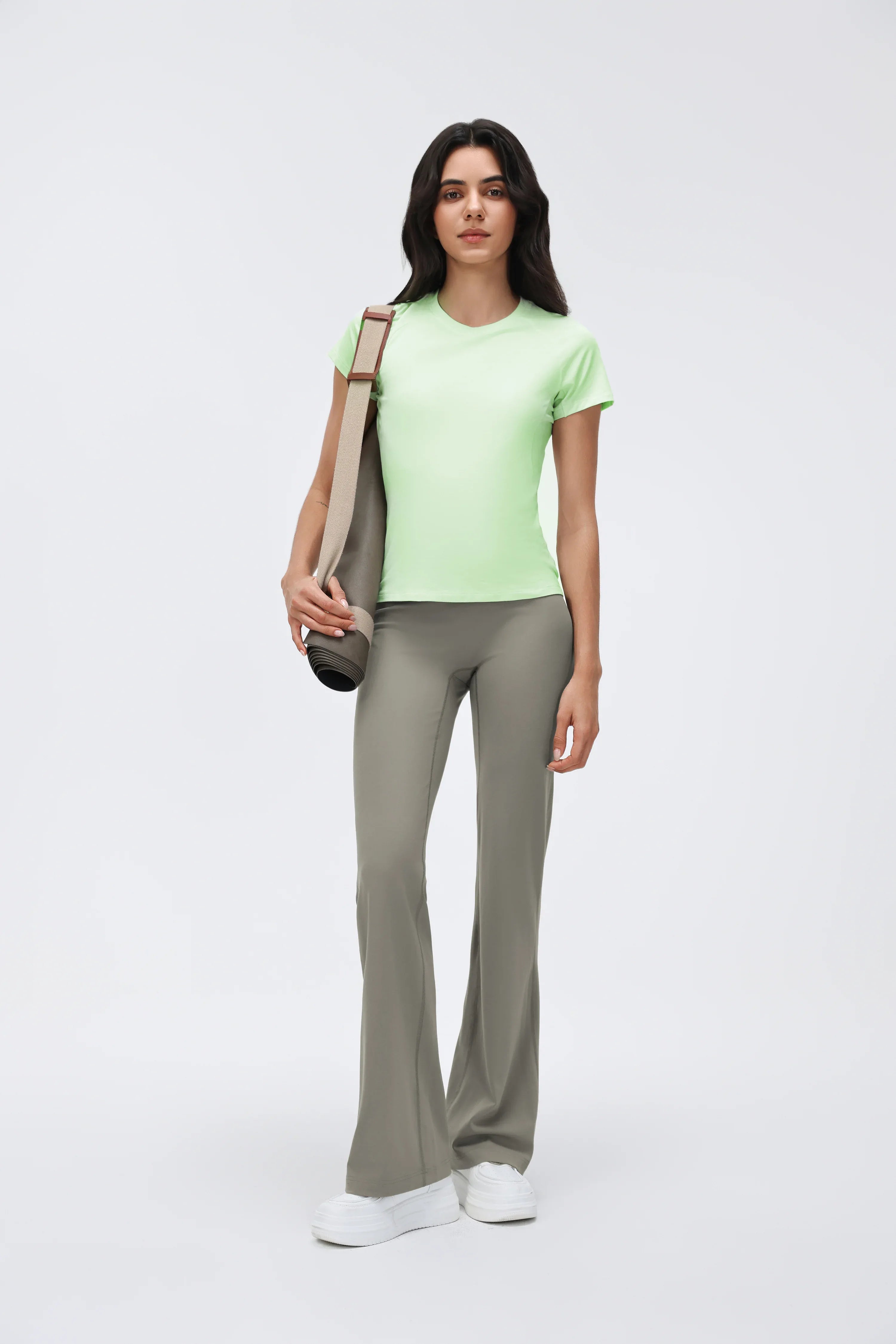 High-Waist Drawcord Flare-Leg Pilates Pants