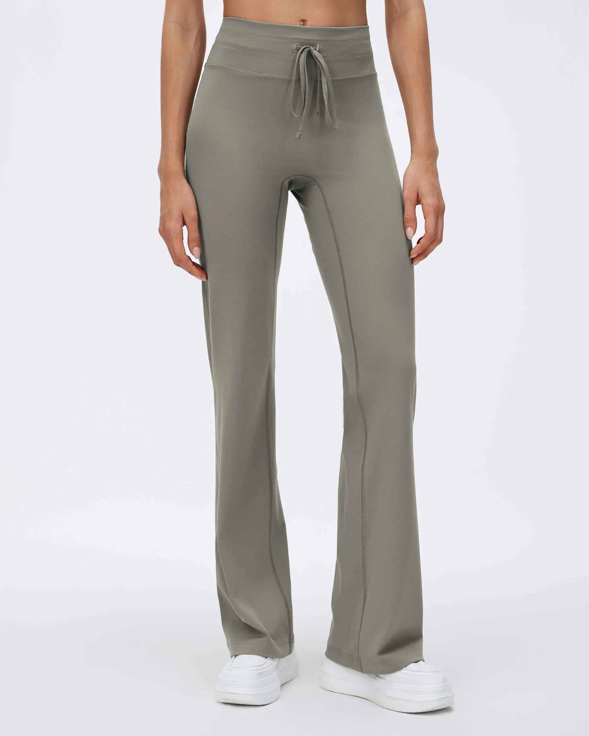 High-Waist Drawcord Flare-Leg Pilates Pants