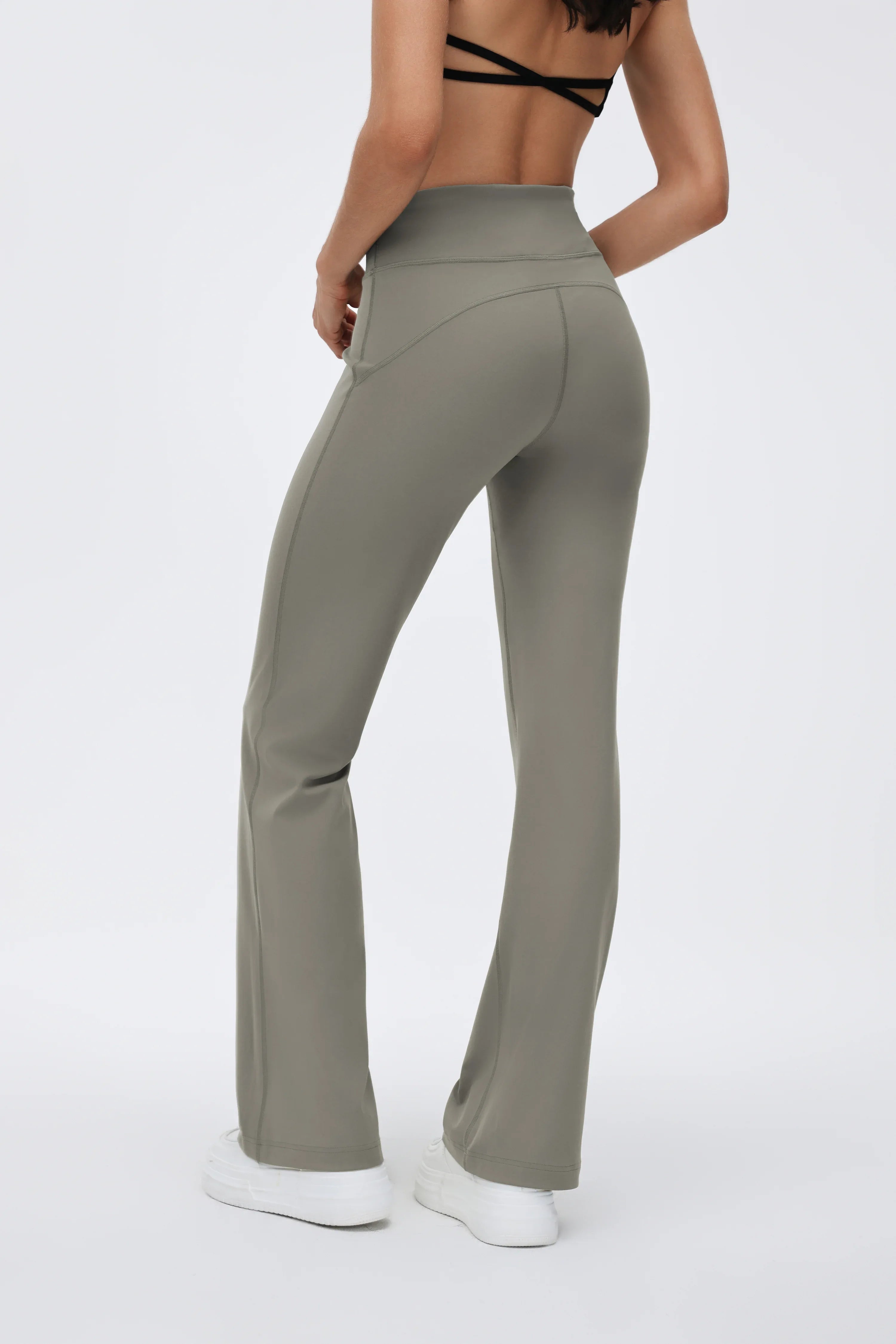 High-Waist Drawcord Flare-Leg Pilates Pants