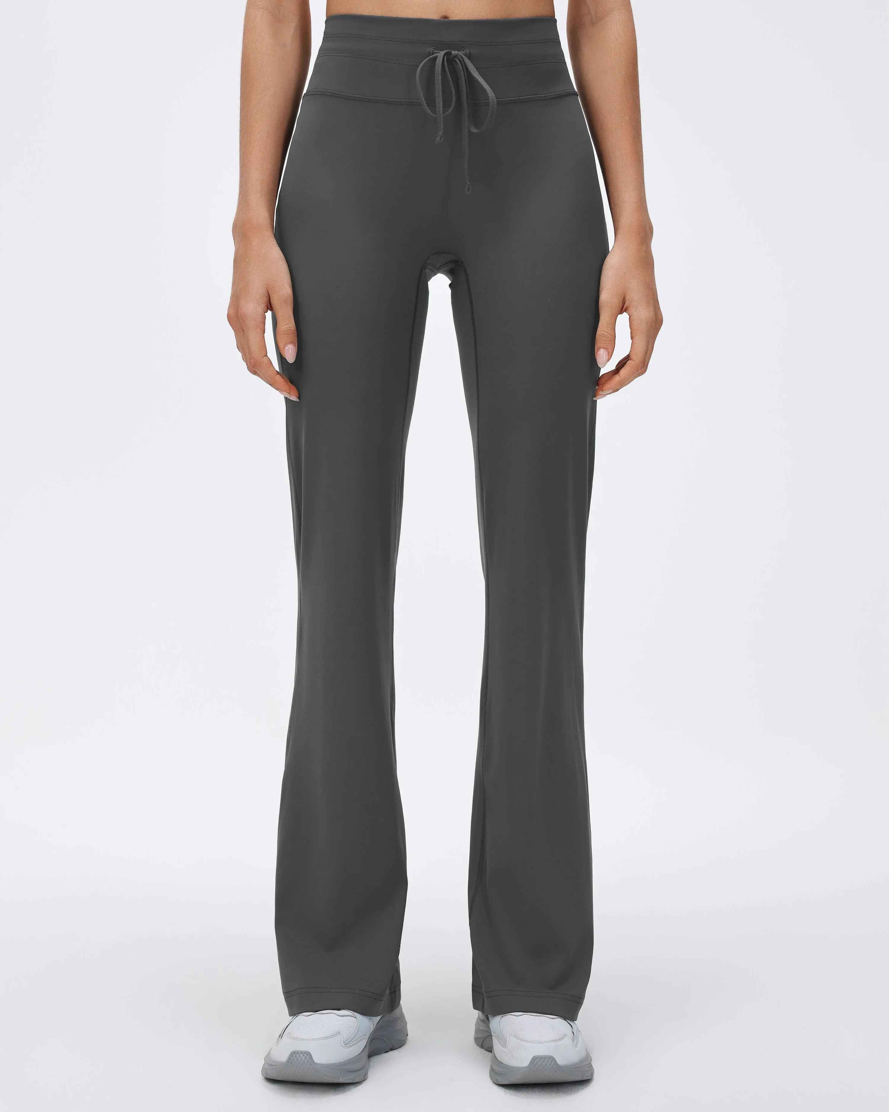 High-Waist Drawcord Flare-Leg Pilates Pants