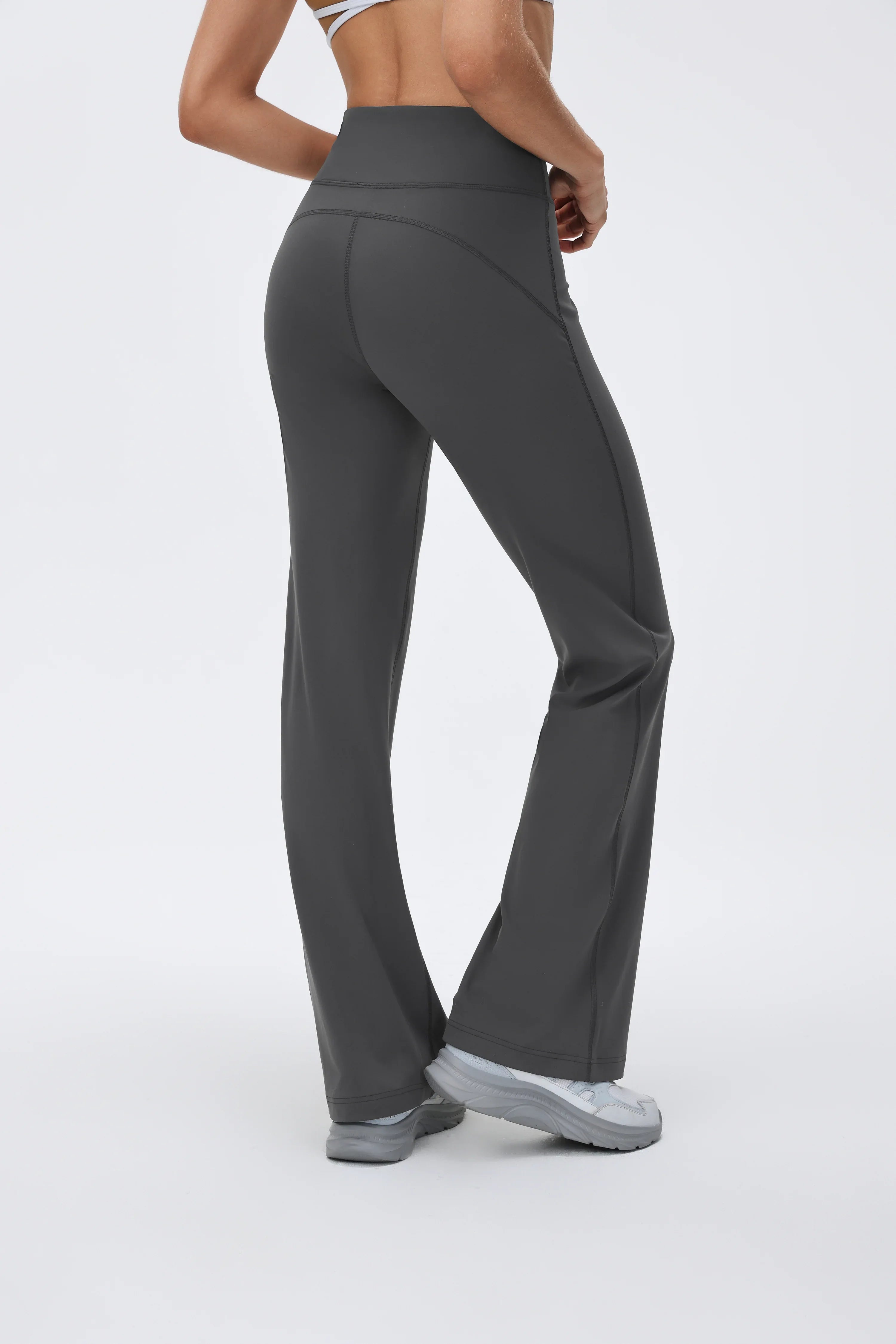 High-Waist Drawcord Flare-Leg Pilates Pants