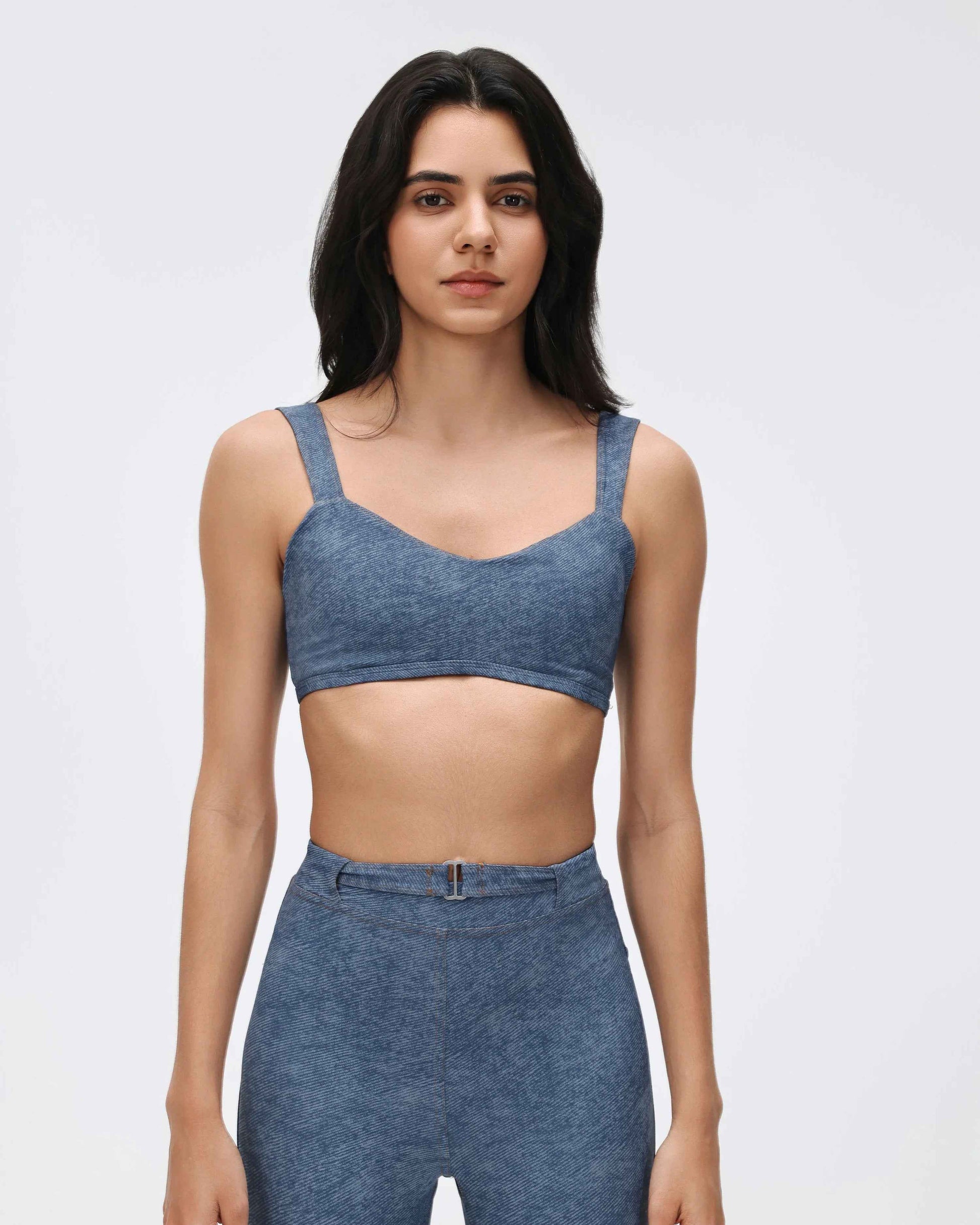 Pull-On Denim Sports Crop Top