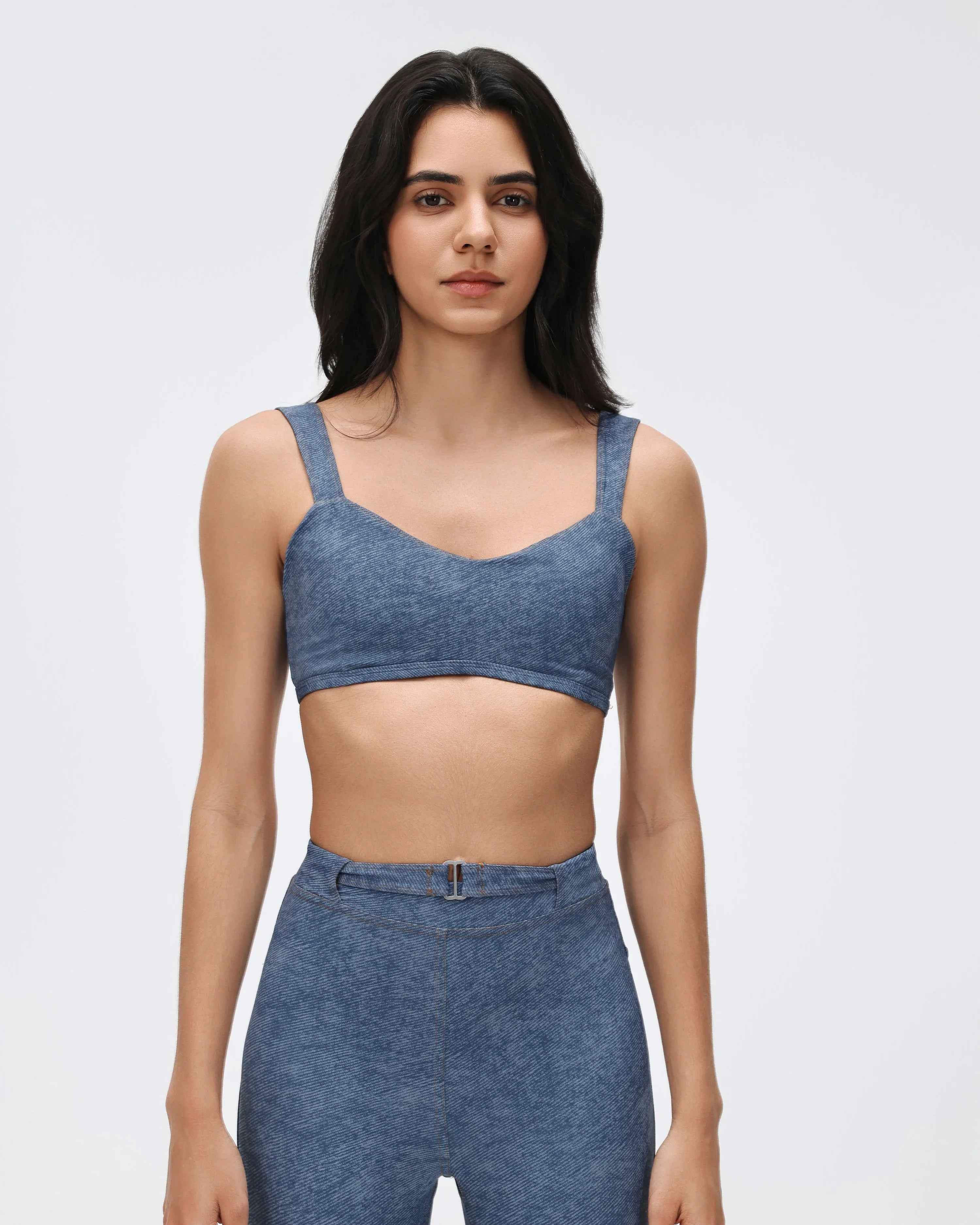 Pull-On Denim Sports Crop Top