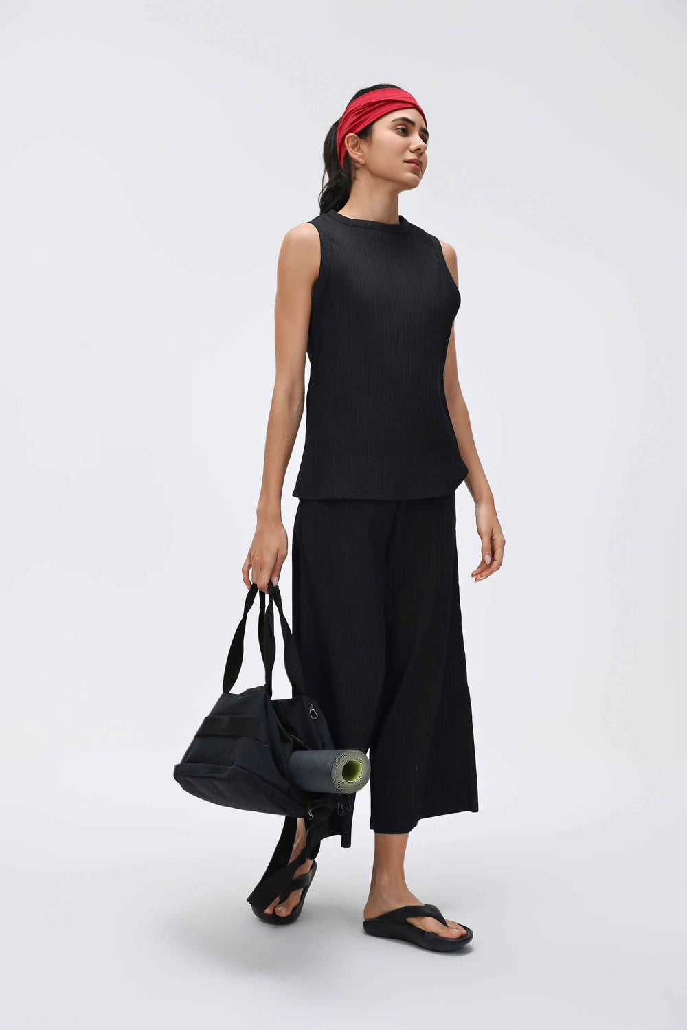High-Waist Wide-Leg Cropped Sweatpants