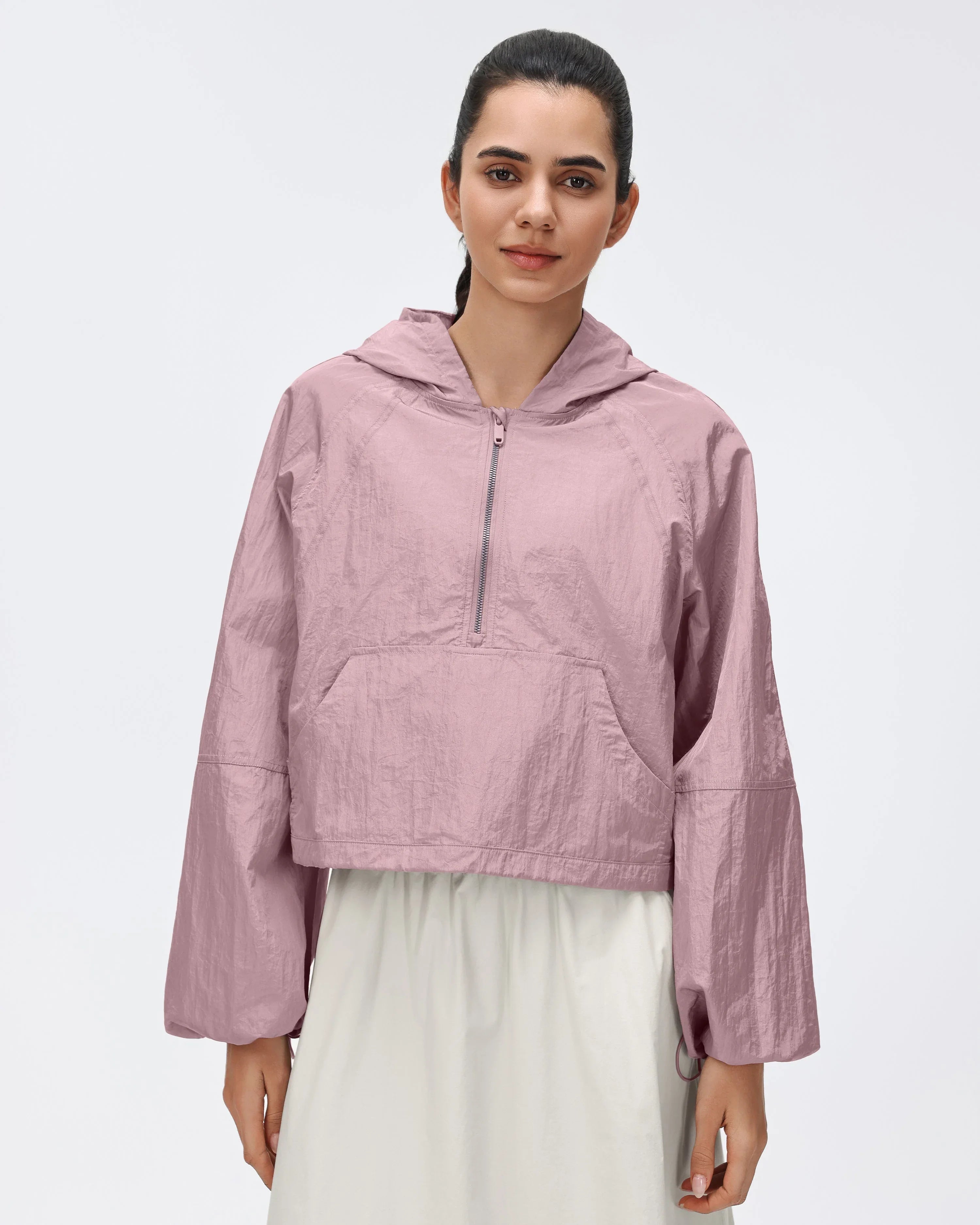 Spring Half-Zip Hooded Windbreaker