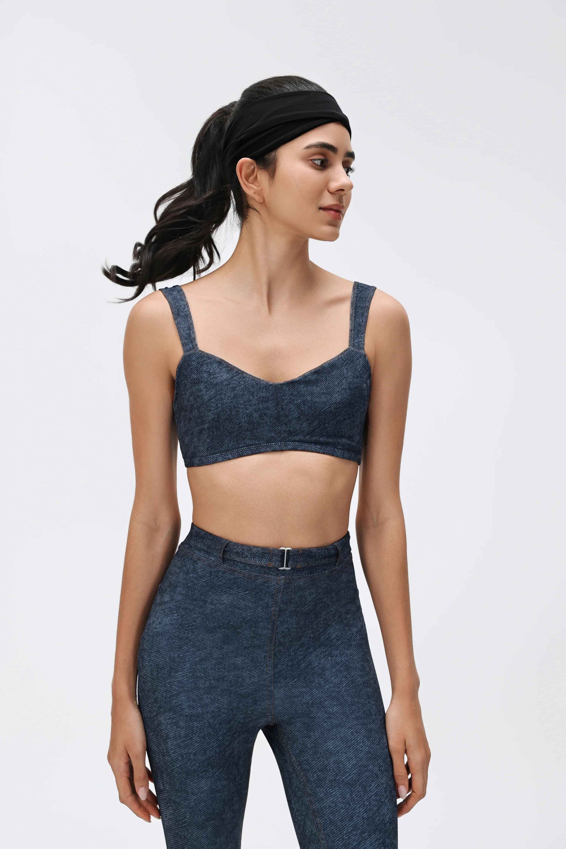 Pull-On Denim Sports Crop Top