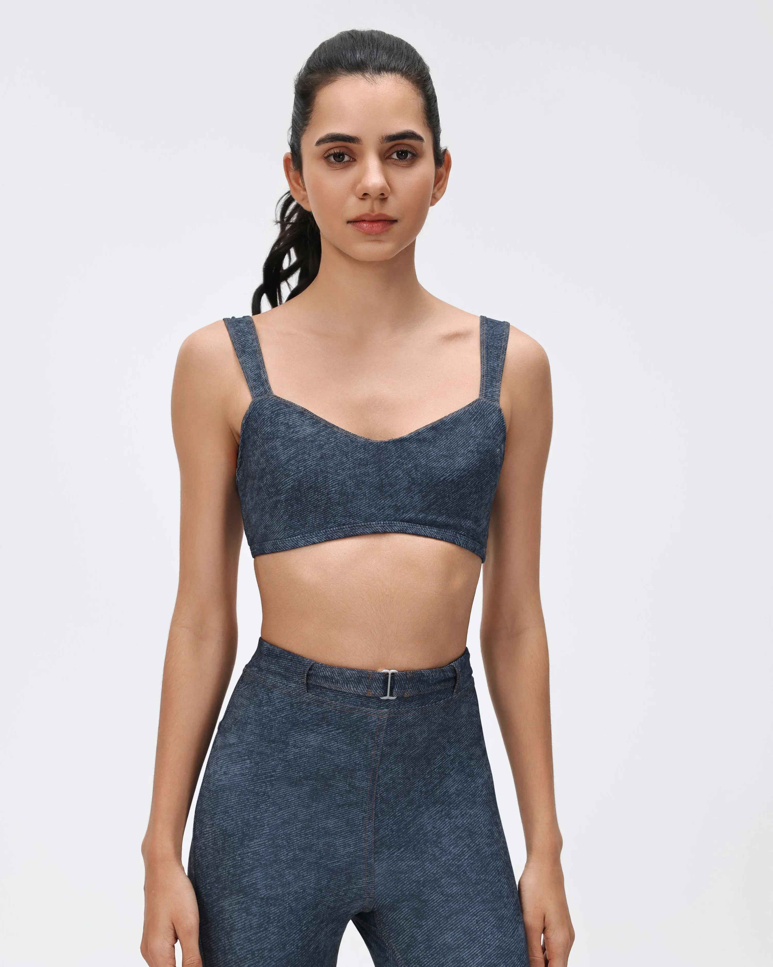Pull-On Denim Sports Crop Top
