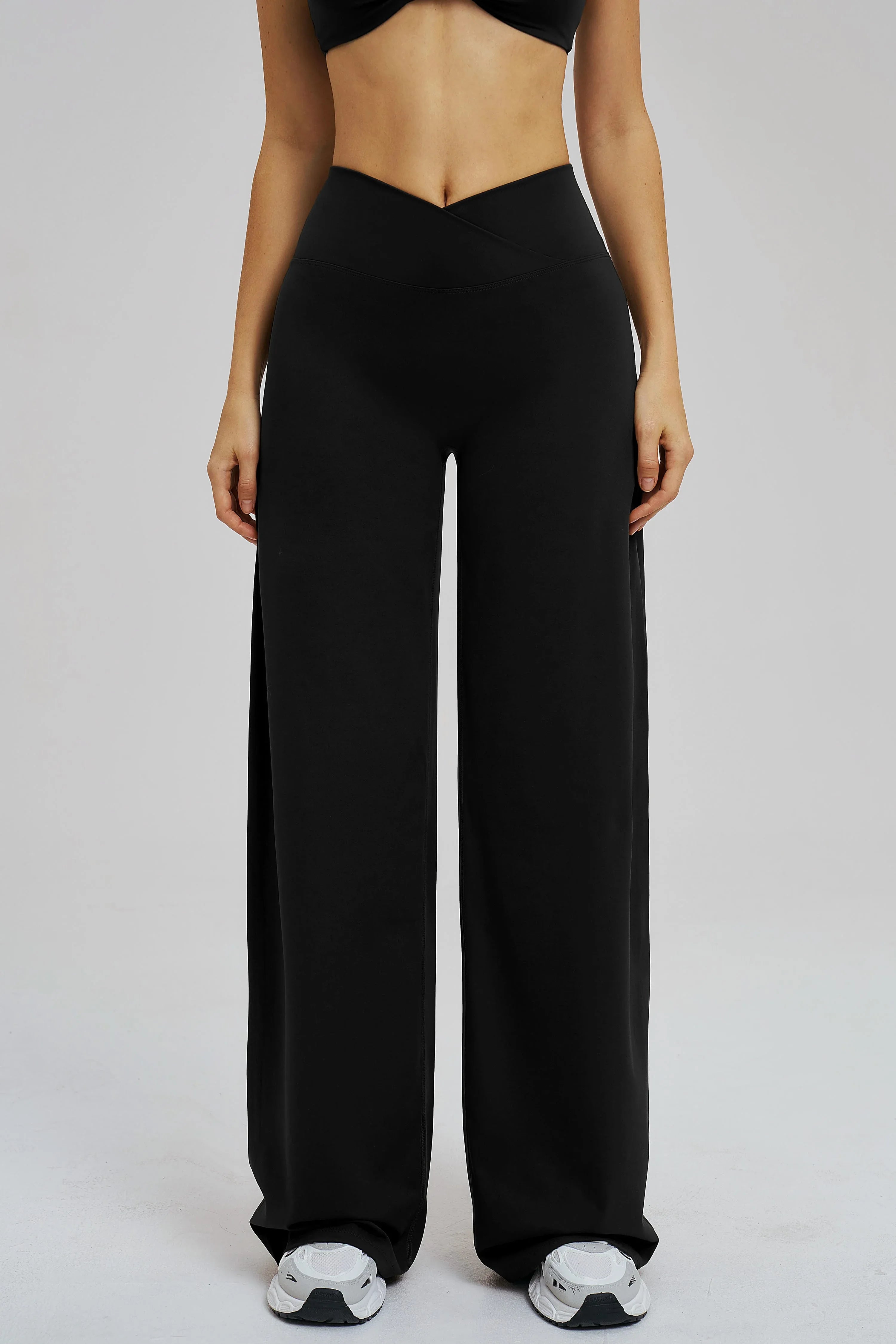 Cross-Waist Wide-Leg Sweatpants