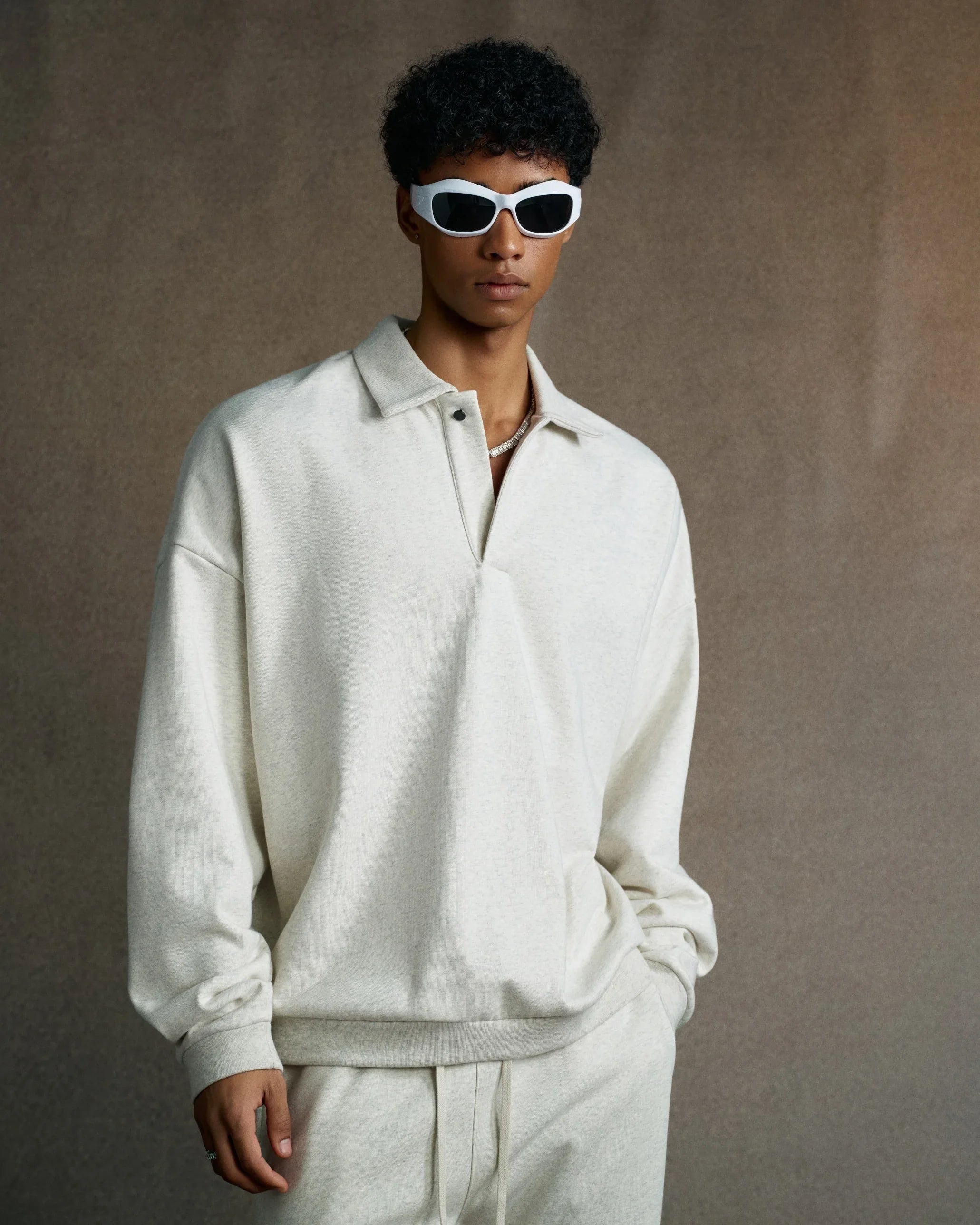 Men Polo Collar Sweatshirt