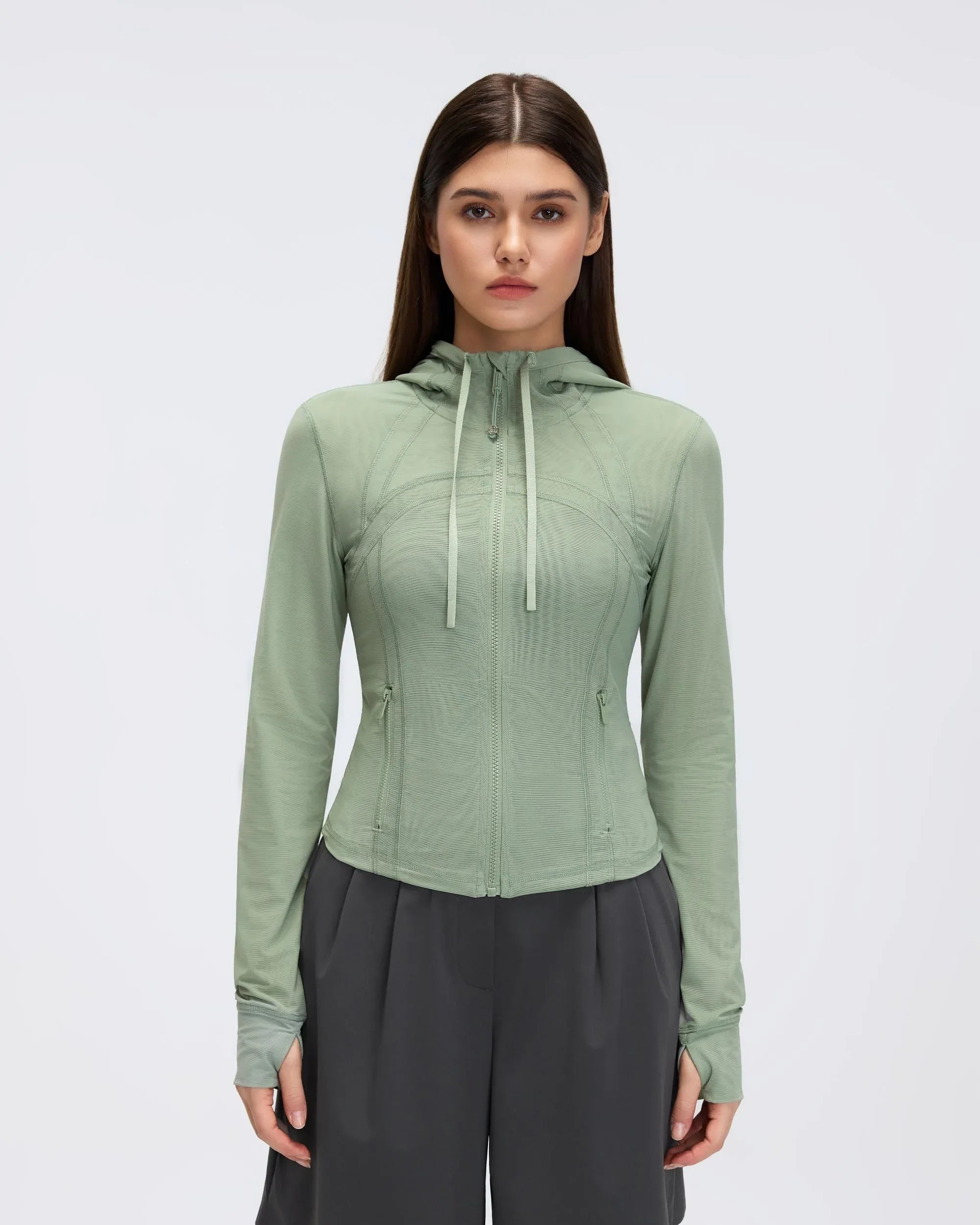 Mesh-Lined Hooded Workout Jacket