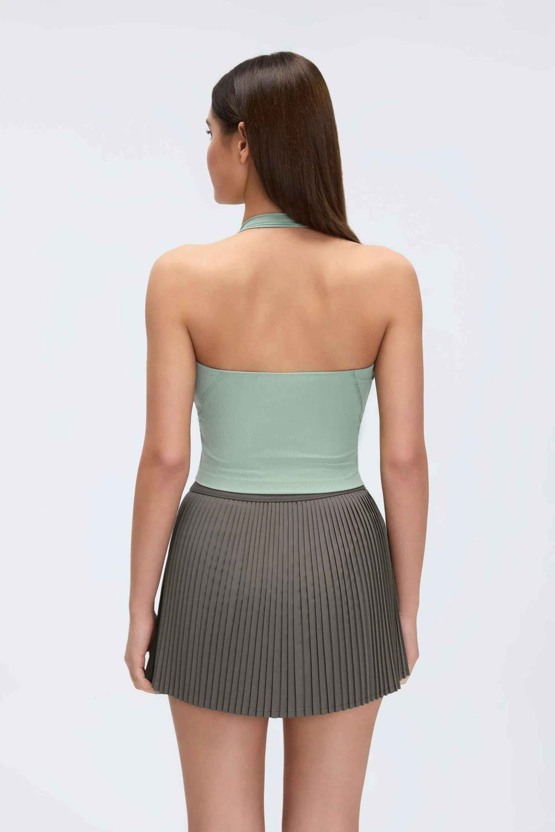 Henley Neck Built-in Bra Tank Top
