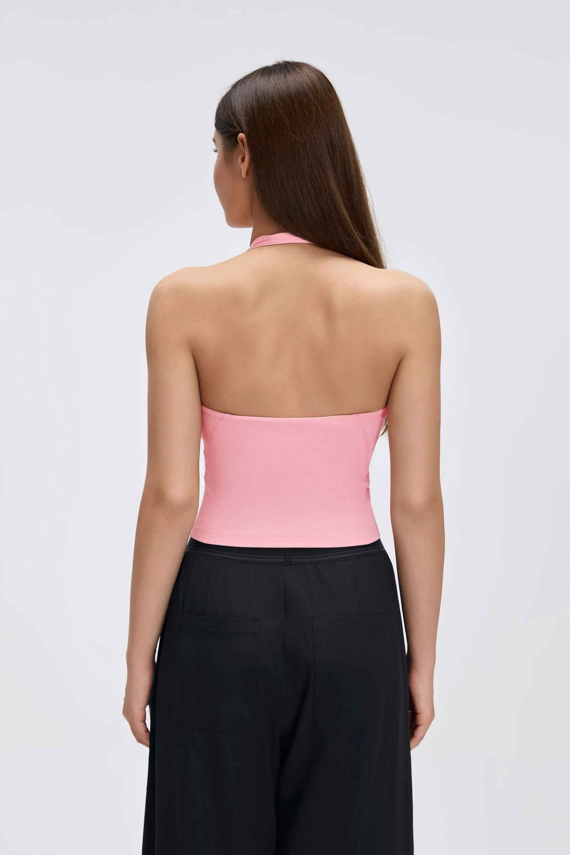 Henley Neck Built-in Bra Tank Top