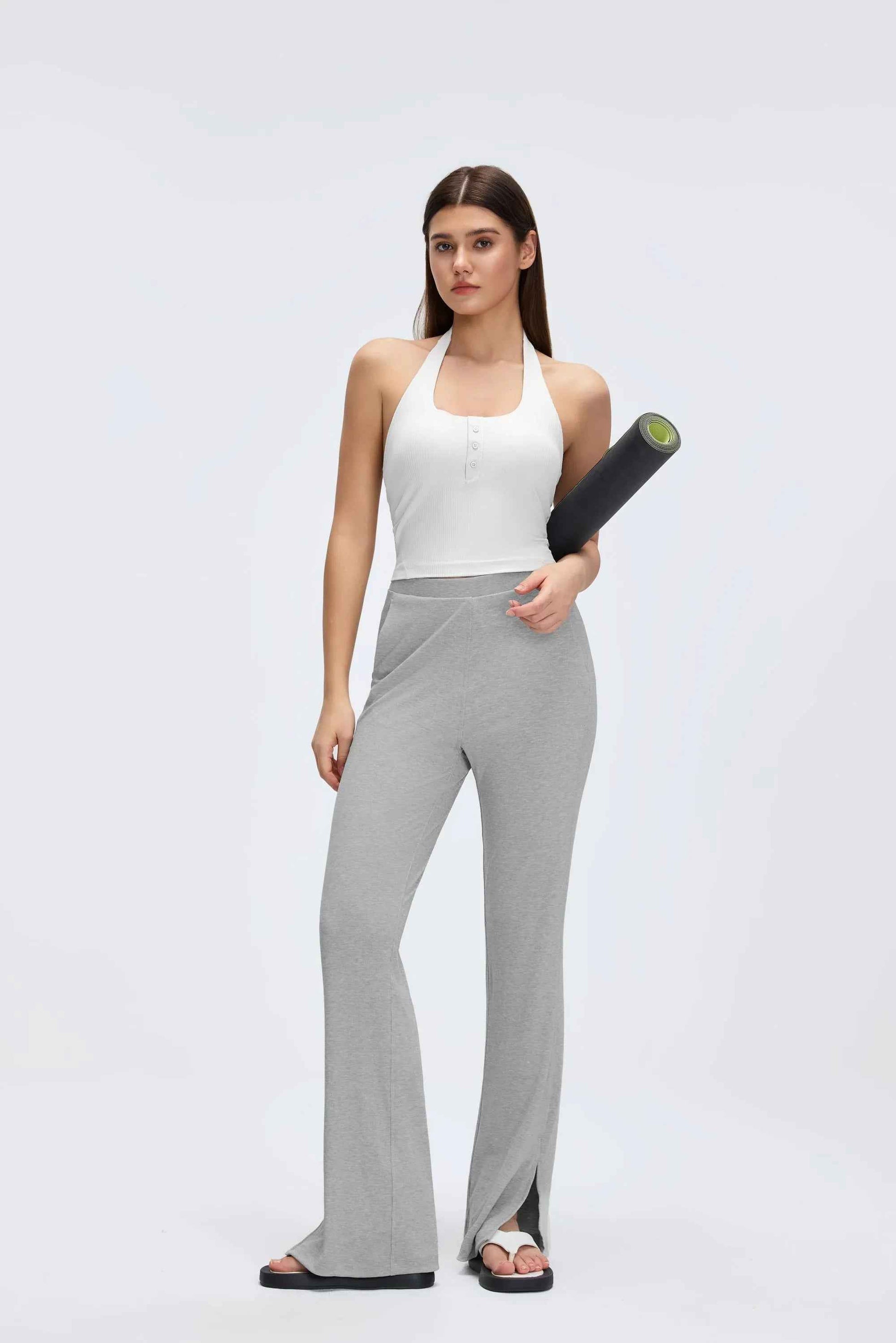 Henley Neck Built-in Bra Tank Top