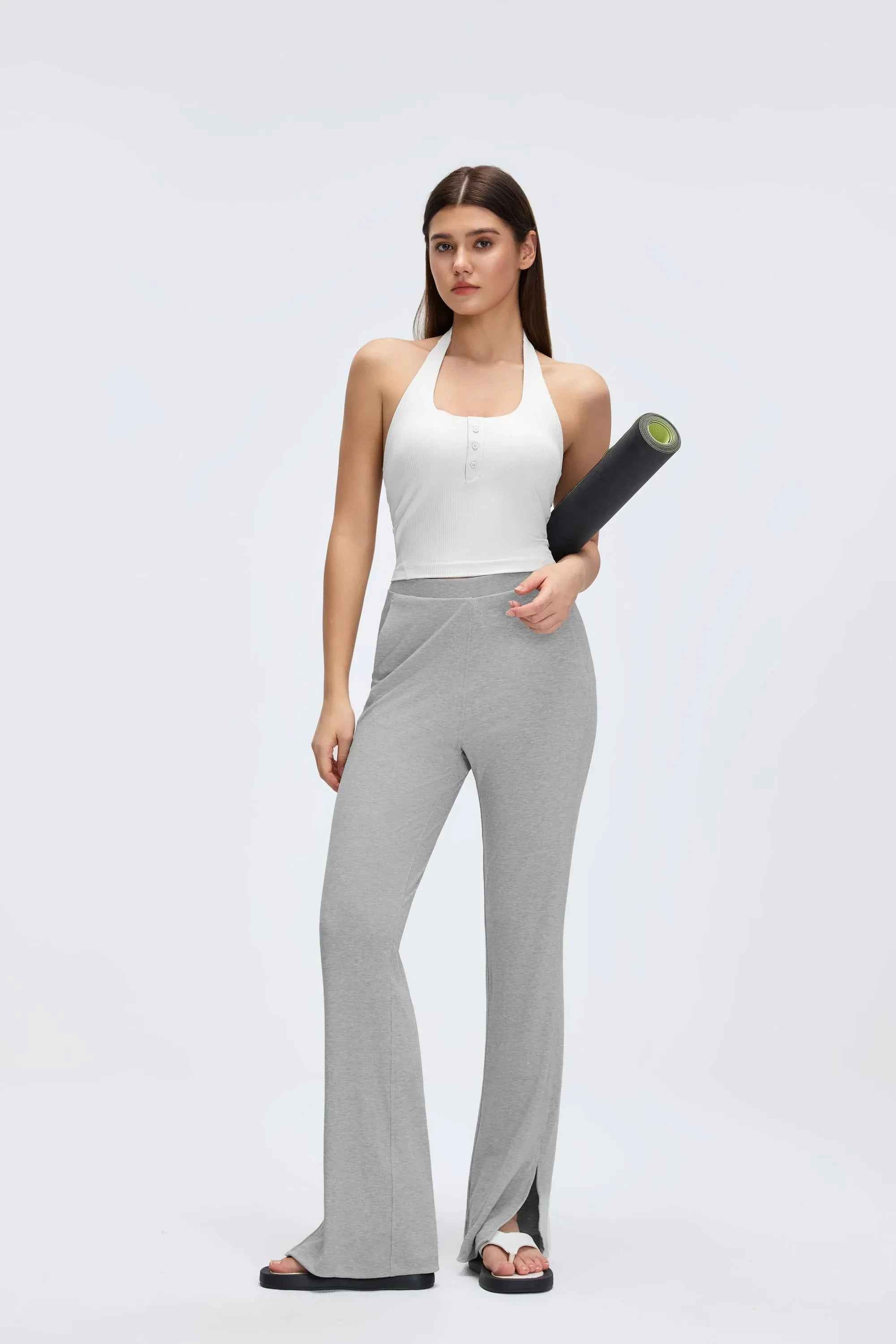 Henley Neck Built-in Bra Tank Top