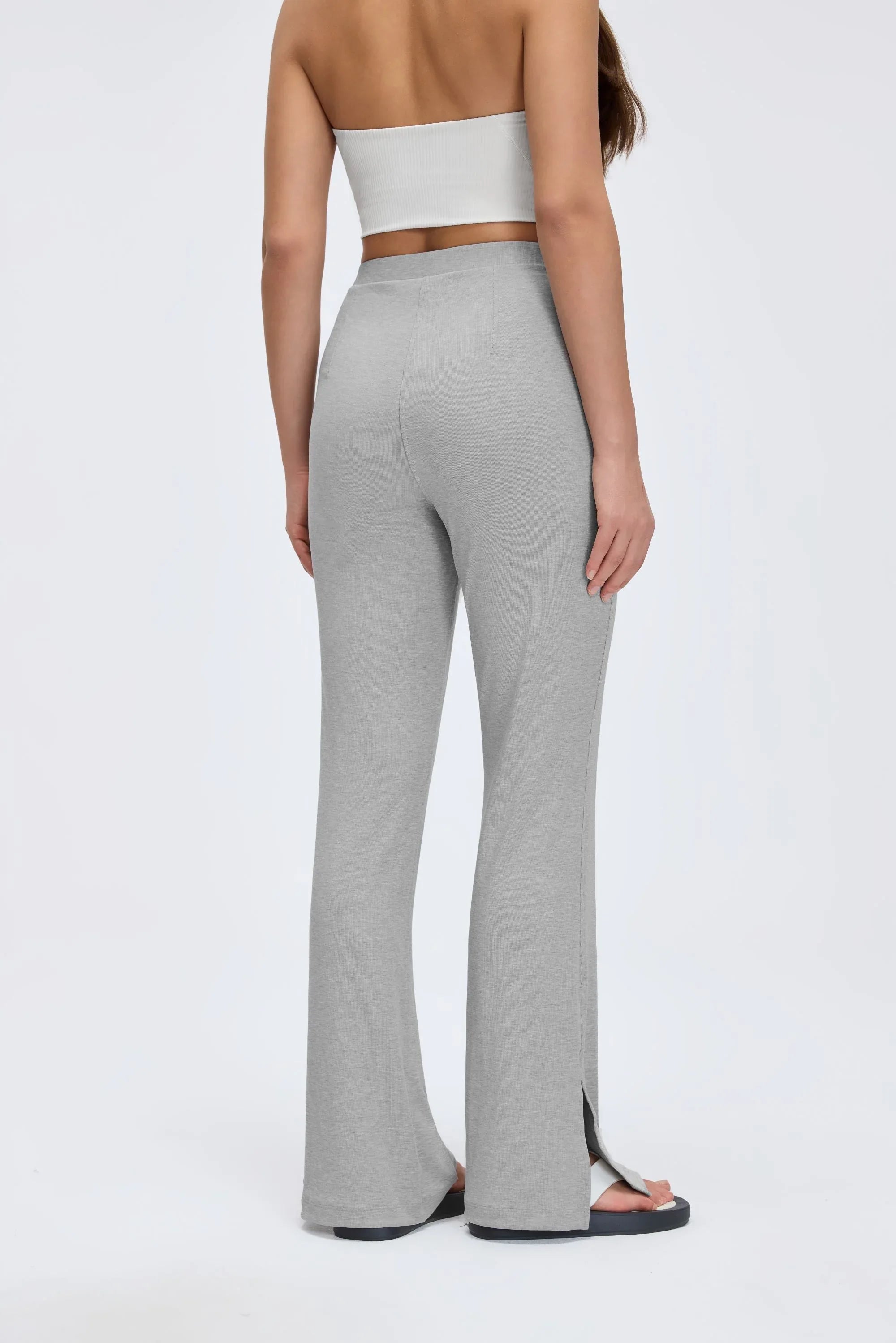 Washed Rib-Knit Flare Yoga Pants