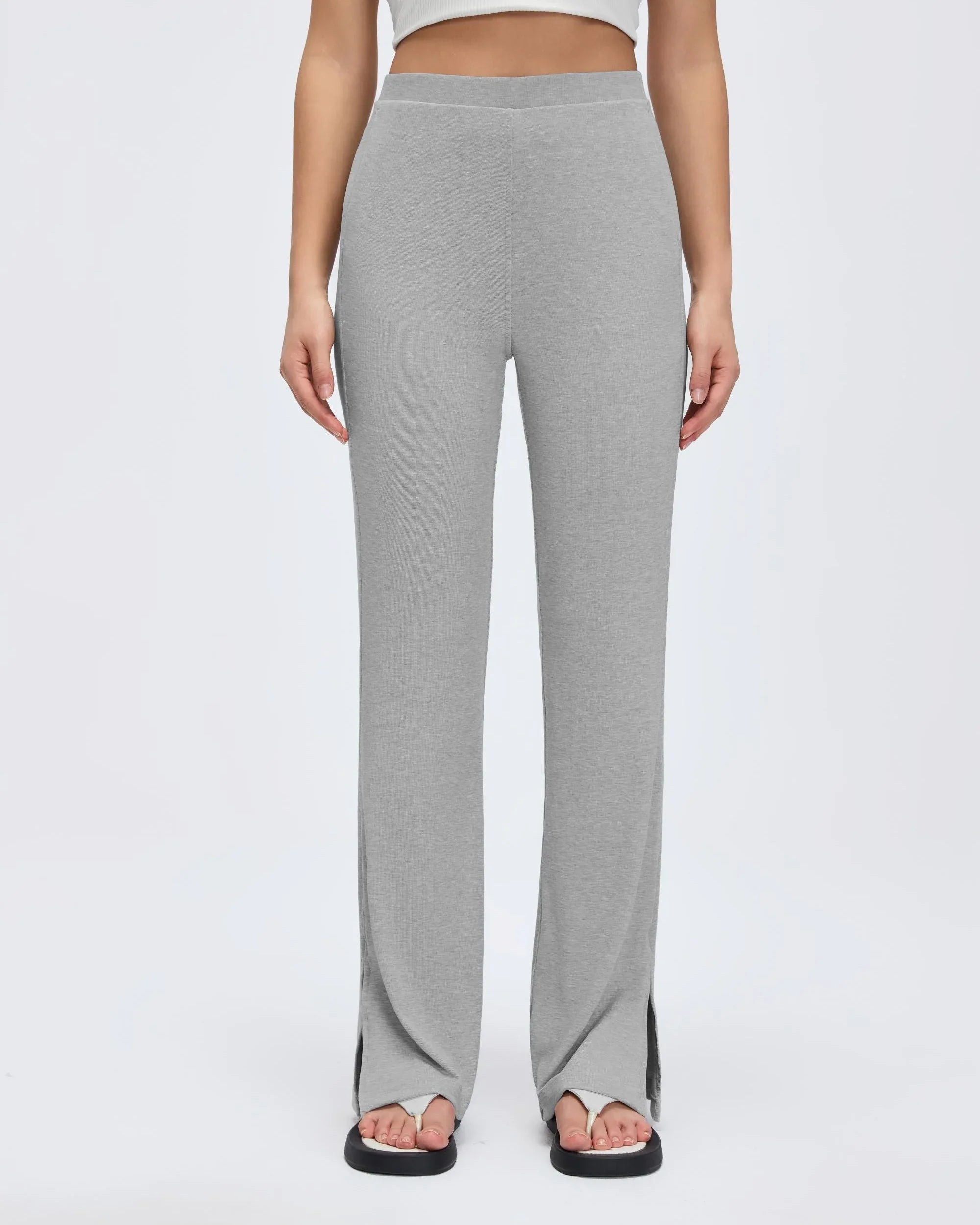 Washed Rib-Knit Flare Yoga Pants